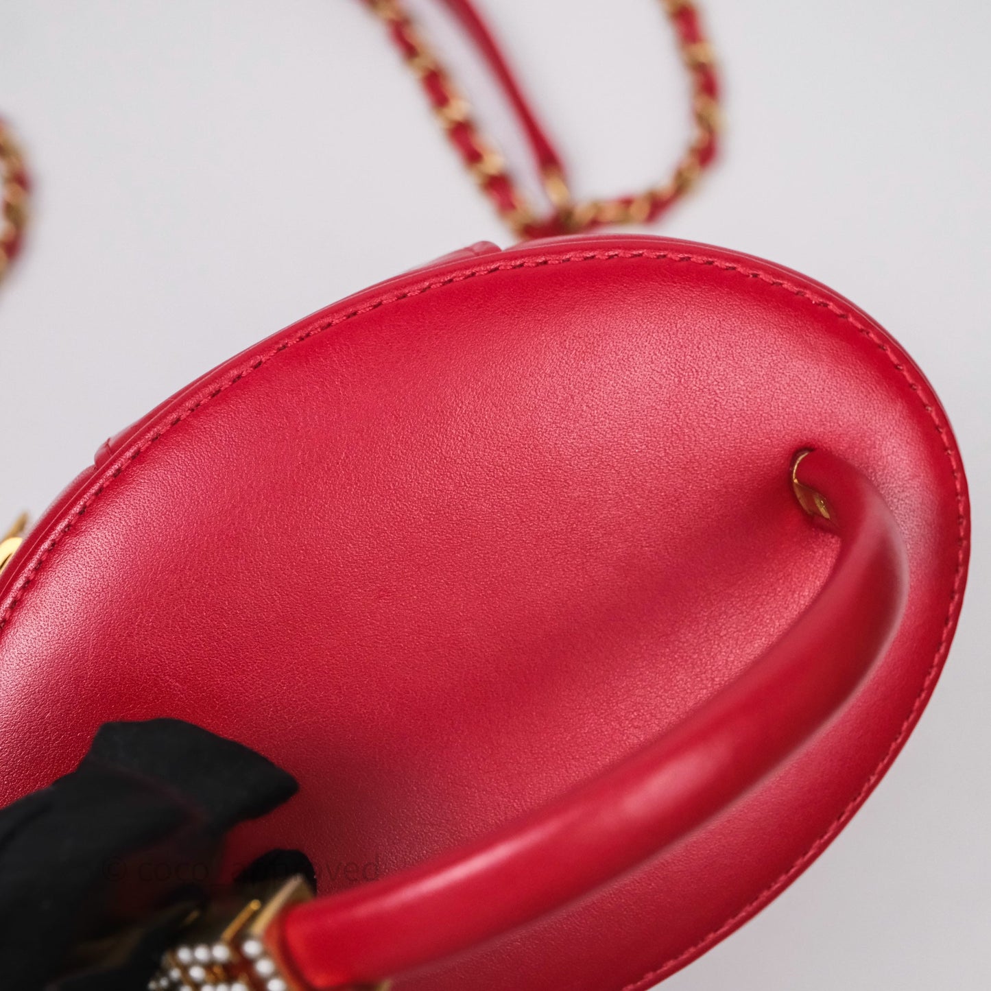 Chanel CC Vanity Case Red Calfskin Aged Gold Hardware