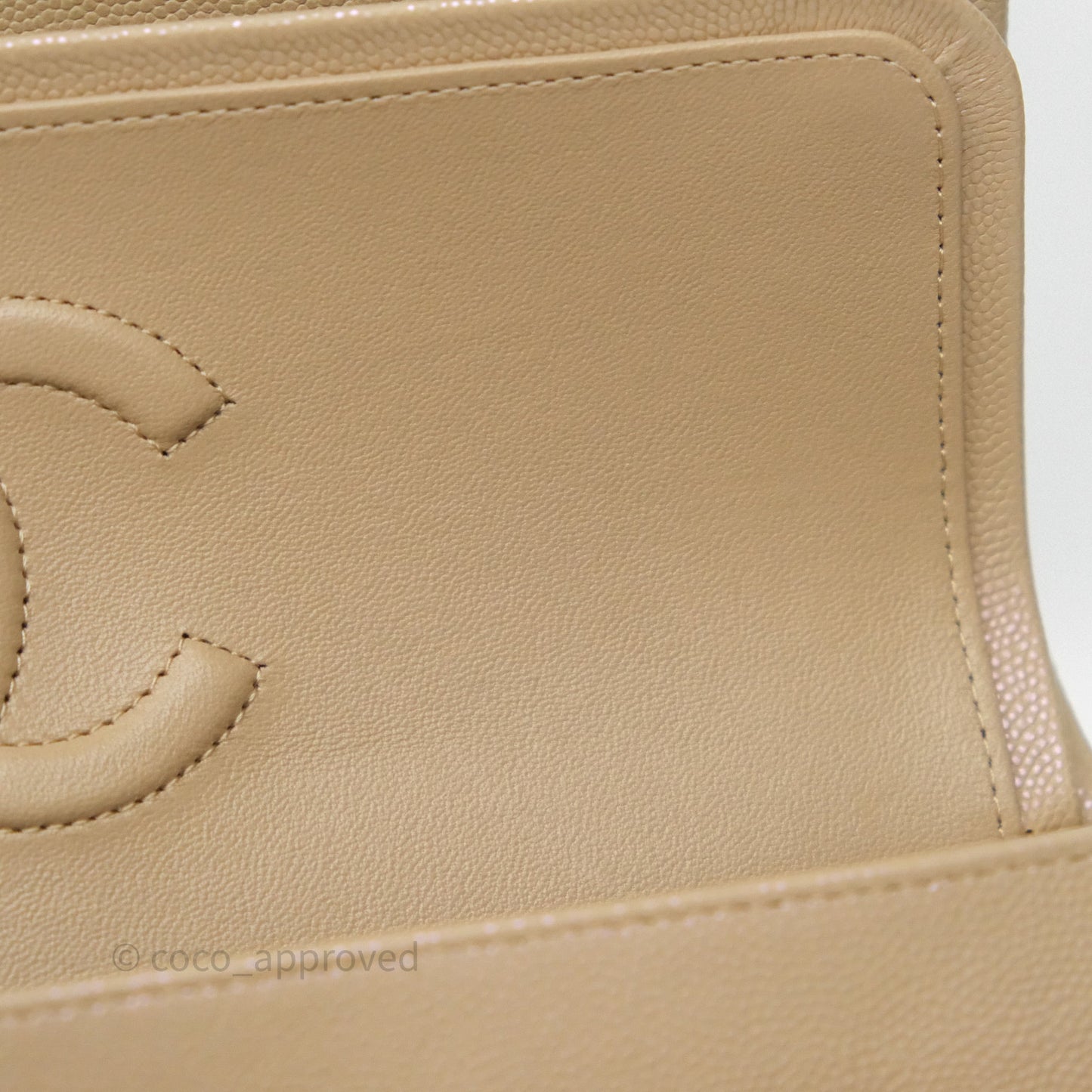 Chanel Classic M/L Medium Flap Quilted Iridescent Dark Beige Caviar Gold Hardware 21S