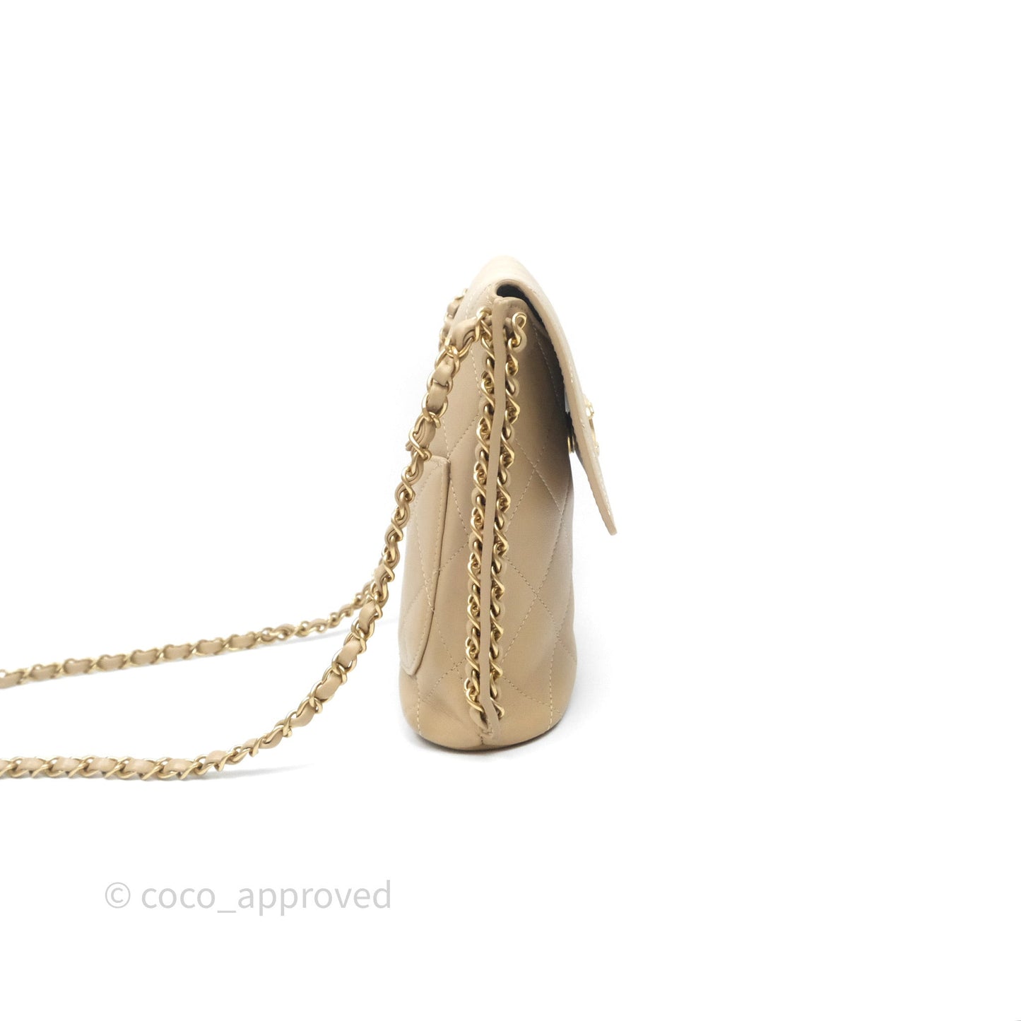 Chanel Small Hobo Bag Beige Calfskin Aged Gold Hardware