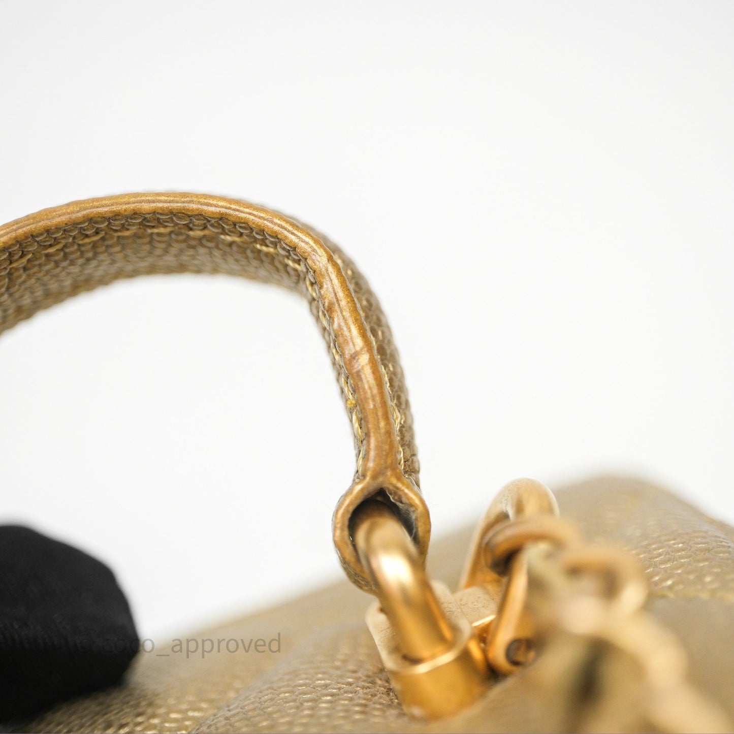 Chanel Quilted Mini Top Handle Vanity With Chain Gold Caviar Brushed Gold Hardware