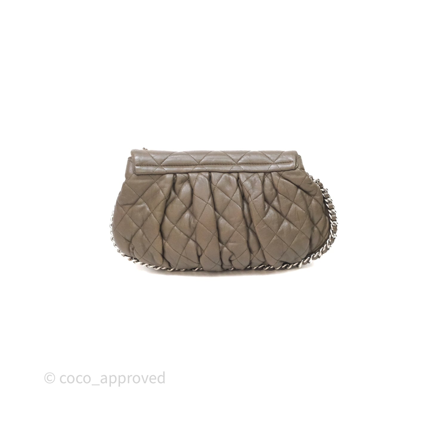 Chanel Medium Chain Around Flap Bag Taupe Brown Calfskin Silver Hardware