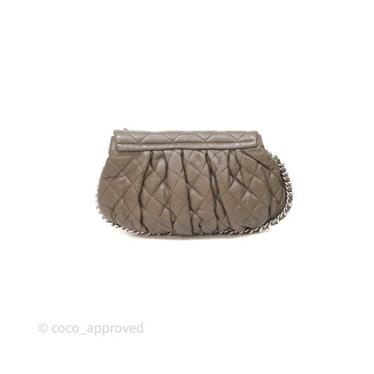 Chanel Medium Chain Around Flap Bag Taupe Brown Calfskin Silver Hardware