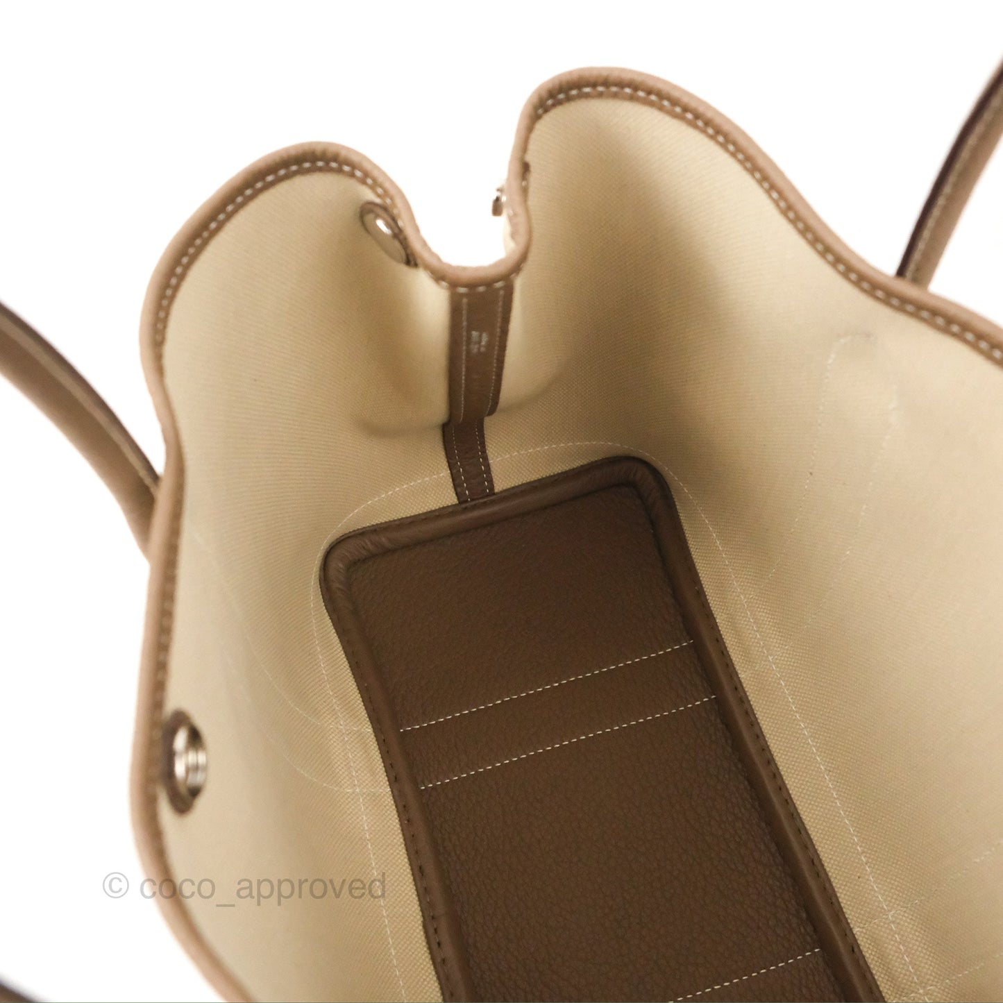 Hermes Garden Party 30 Beton 8L/Etoupe 18 Canvas Negonda With Twilly