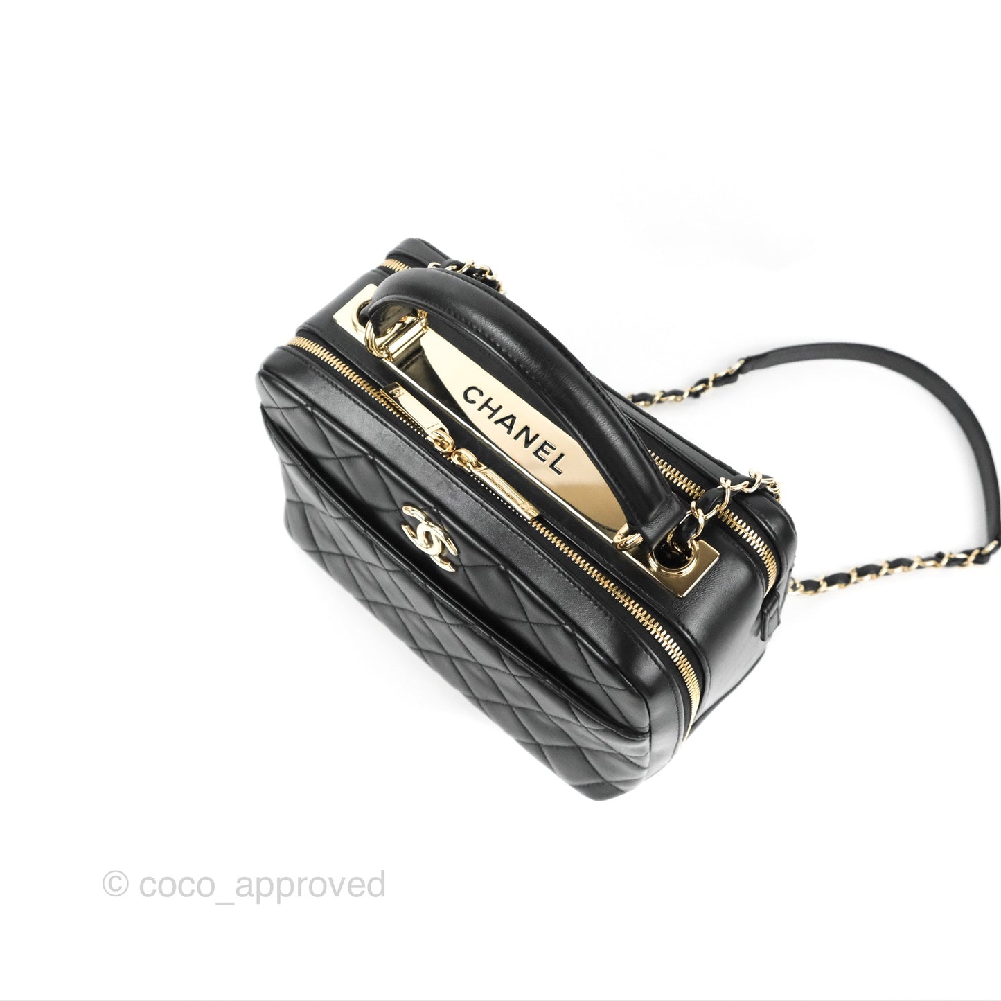 Chanel Quilted Small Trendy CC Bowling Bag Black Lambskin Gold Hardware