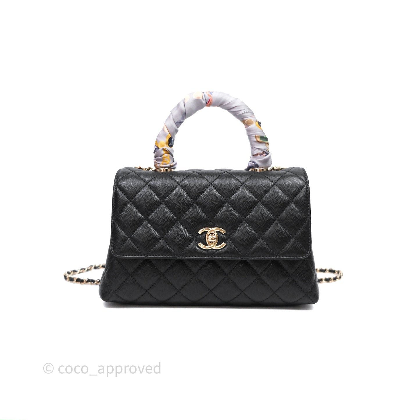 Chanel Small Coco Handle Quilted Black Caviar Gold Hardware