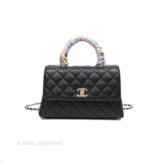 Chanel Small Coco Handle Quilted Black Caviar Gold Hardware