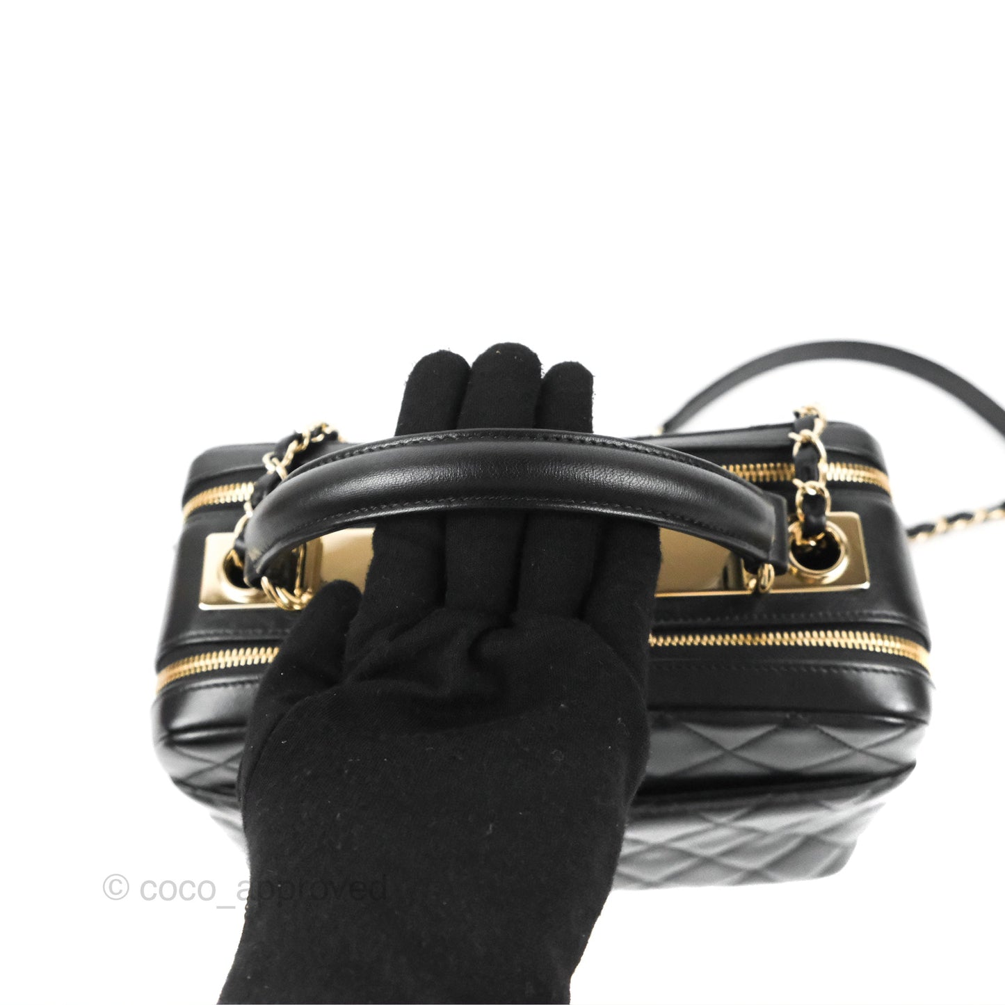 Chanel Quilted Small Trendy CC Bowling Bag Black Lambskin Gold Hardware