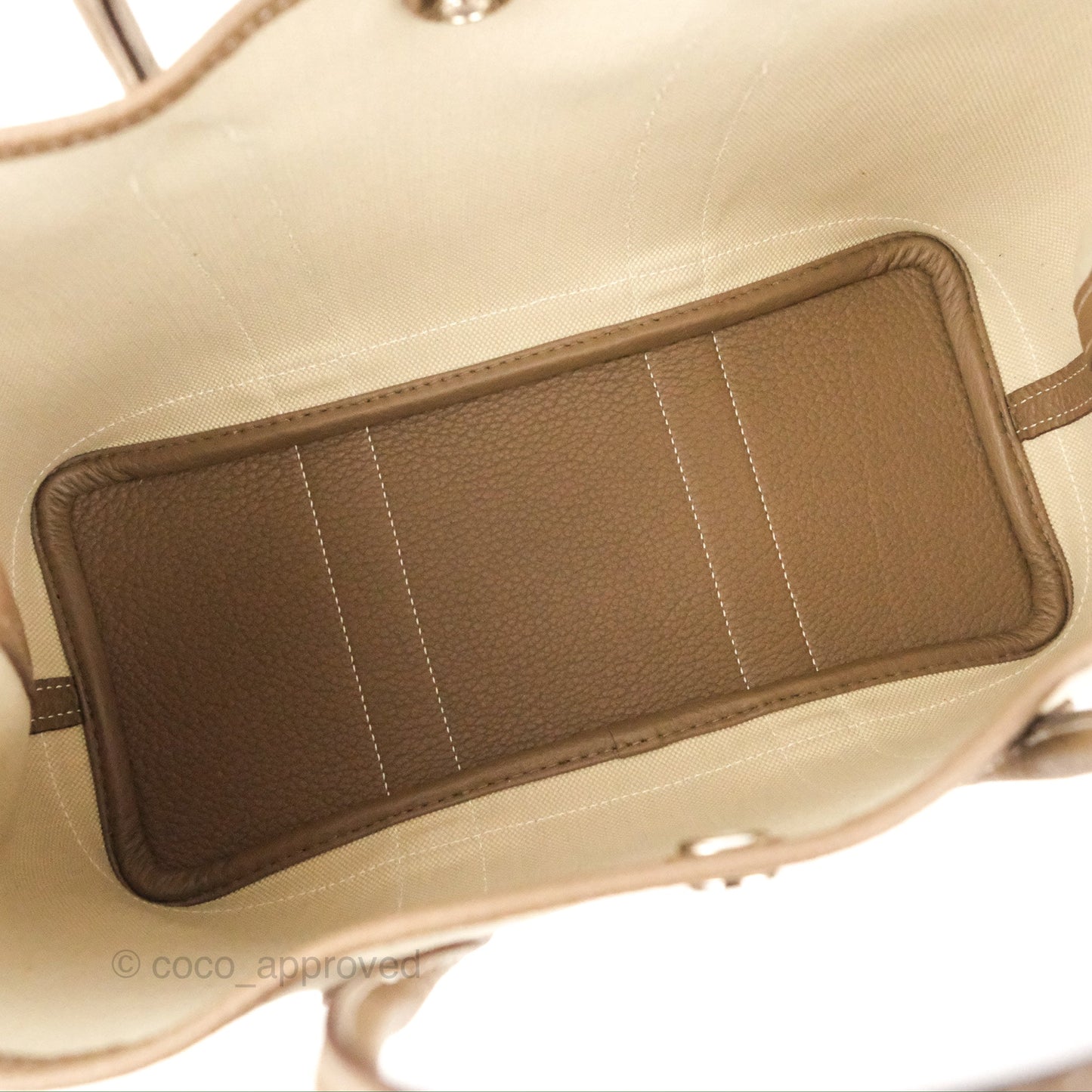 Hermes Garden Party 30 Beton 8L/Etoupe 18 Canvas Negonda With Twilly