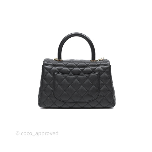 Chanel Small Coco Handle Quilted Black Caviar Gold Hardware