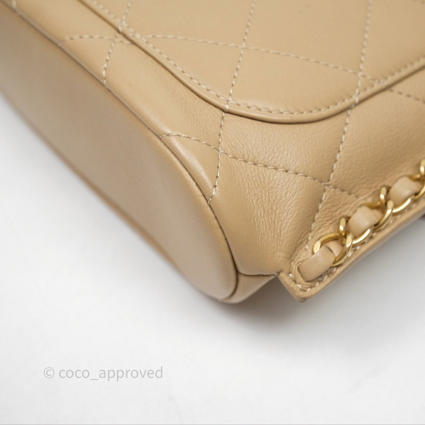 Chanel Small Hobo Bag Beige Calfskin Aged Gold Hardware