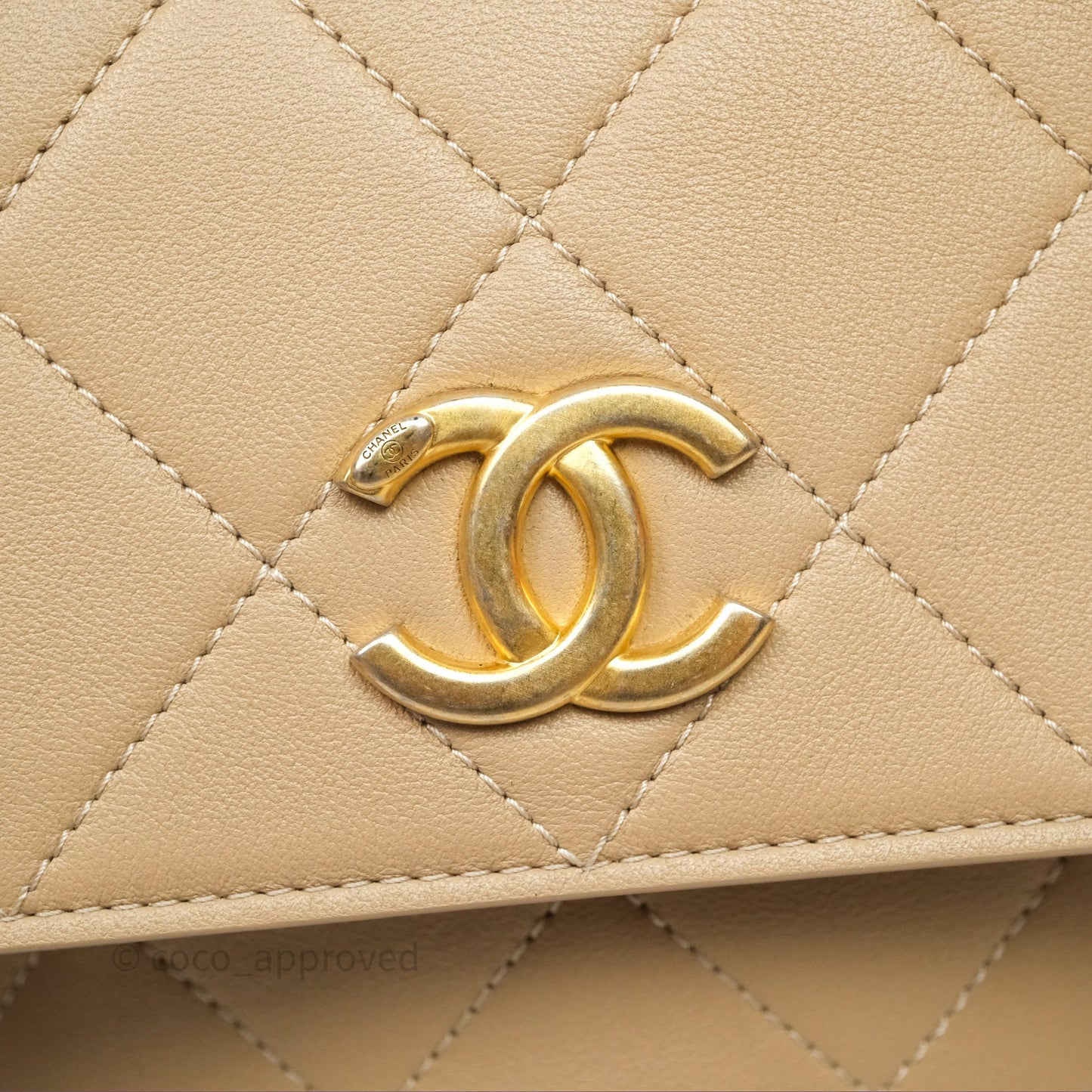 Chanel Small Hobo Bag Beige Calfskin Aged Gold Hardware