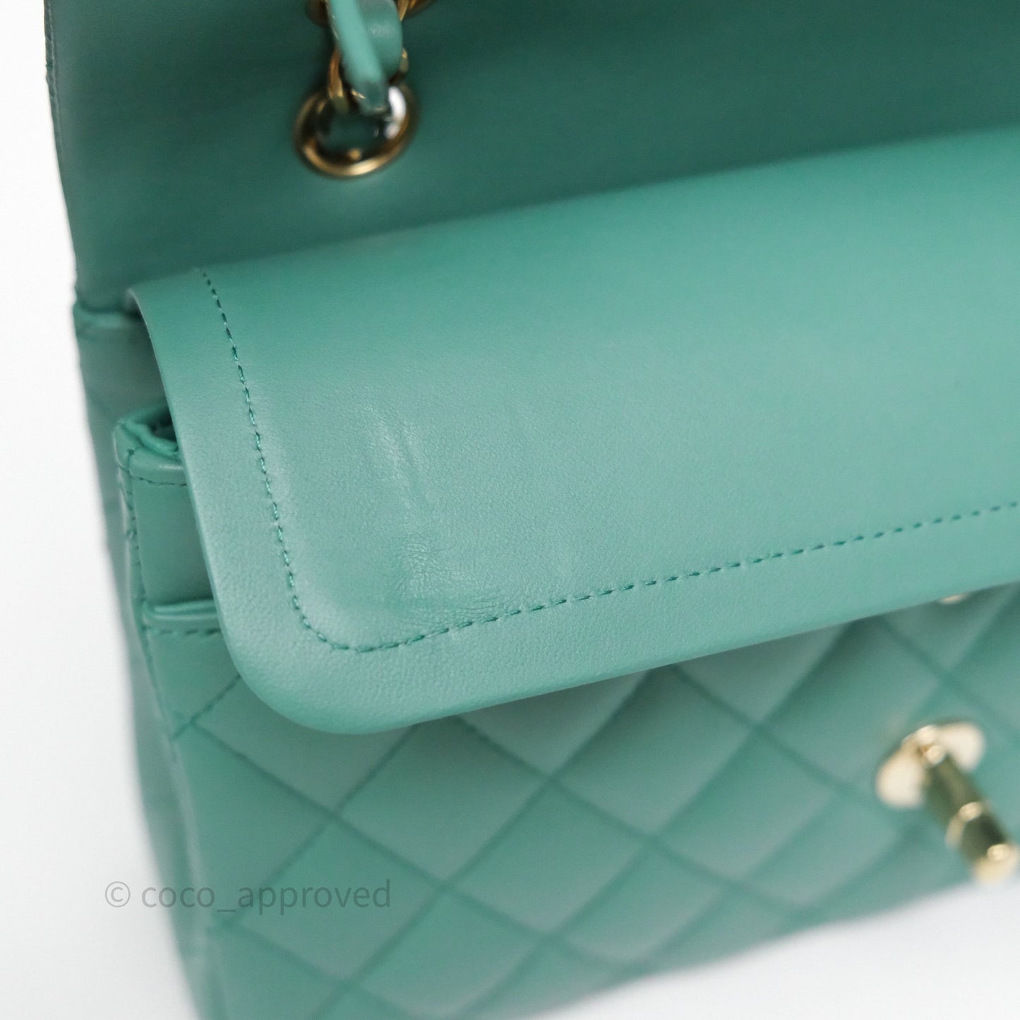Chanel Small Classic Flap Quilted Green Lambskin Gold Hardware