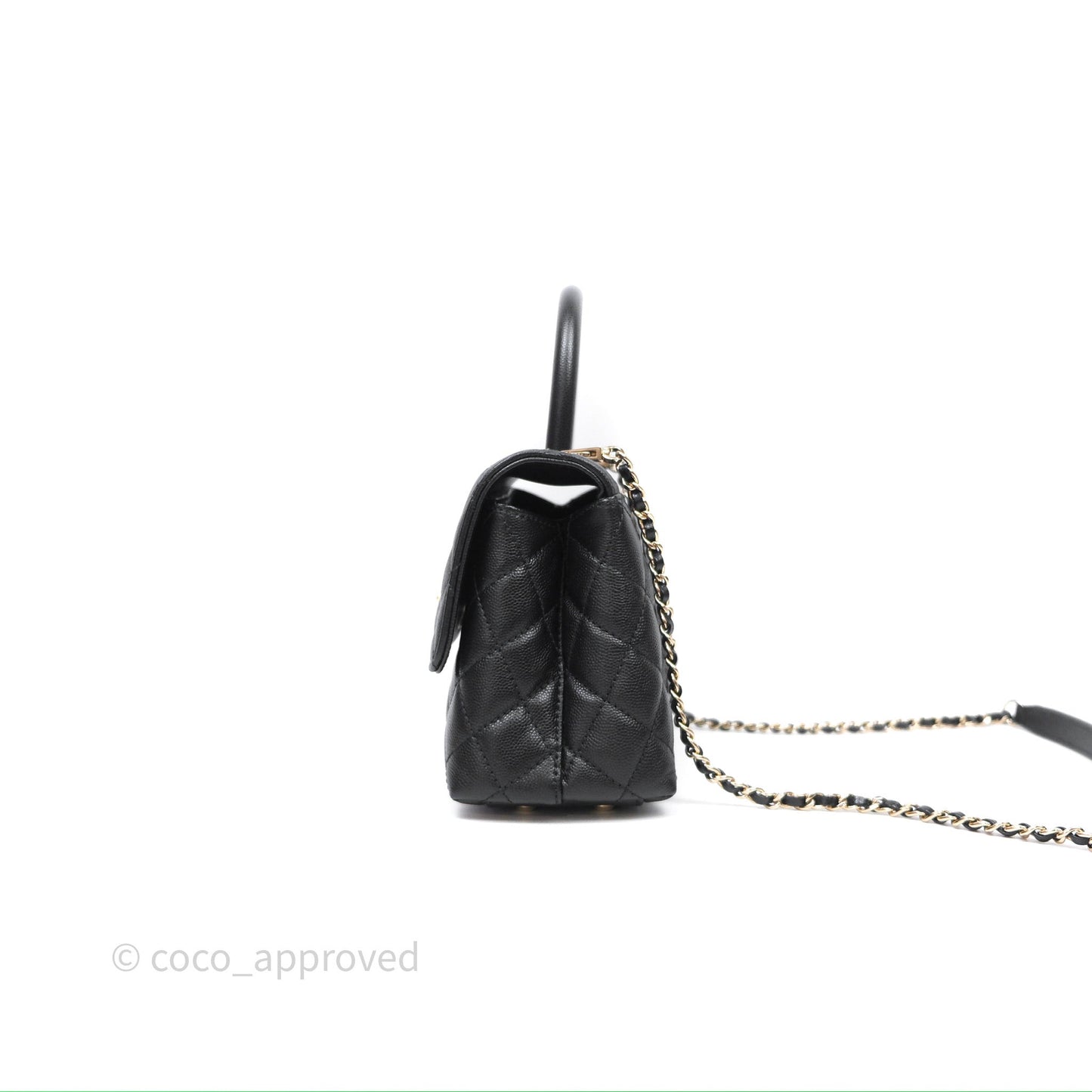 Chanel Small Coco Handle Quilted Black Caviar Gold Hardware