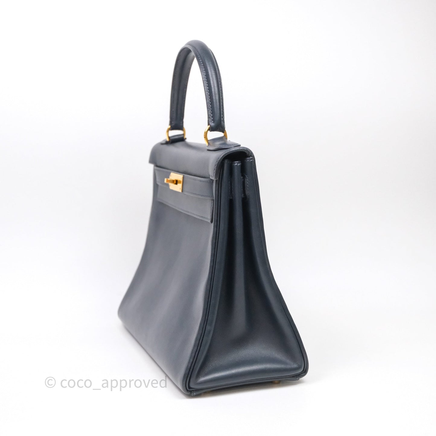 Hermes Kelly 28 Retourne Bleu Nuit 2Z Gold Hardware