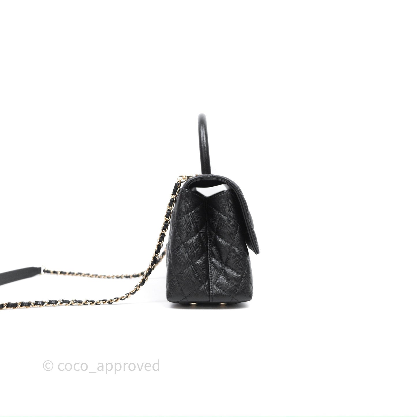 Chanel Small Coco Handle Quilted Black Caviar Gold Hardware
