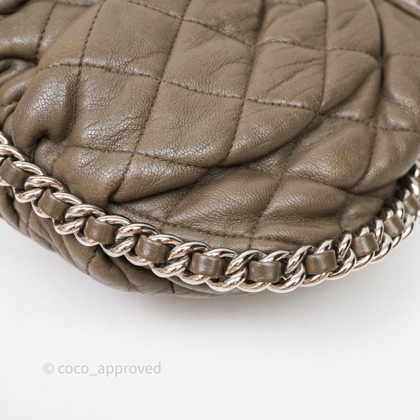 Chanel Medium Chain Around Flap Bag Taupe Brown Calfskin Silver Hardware