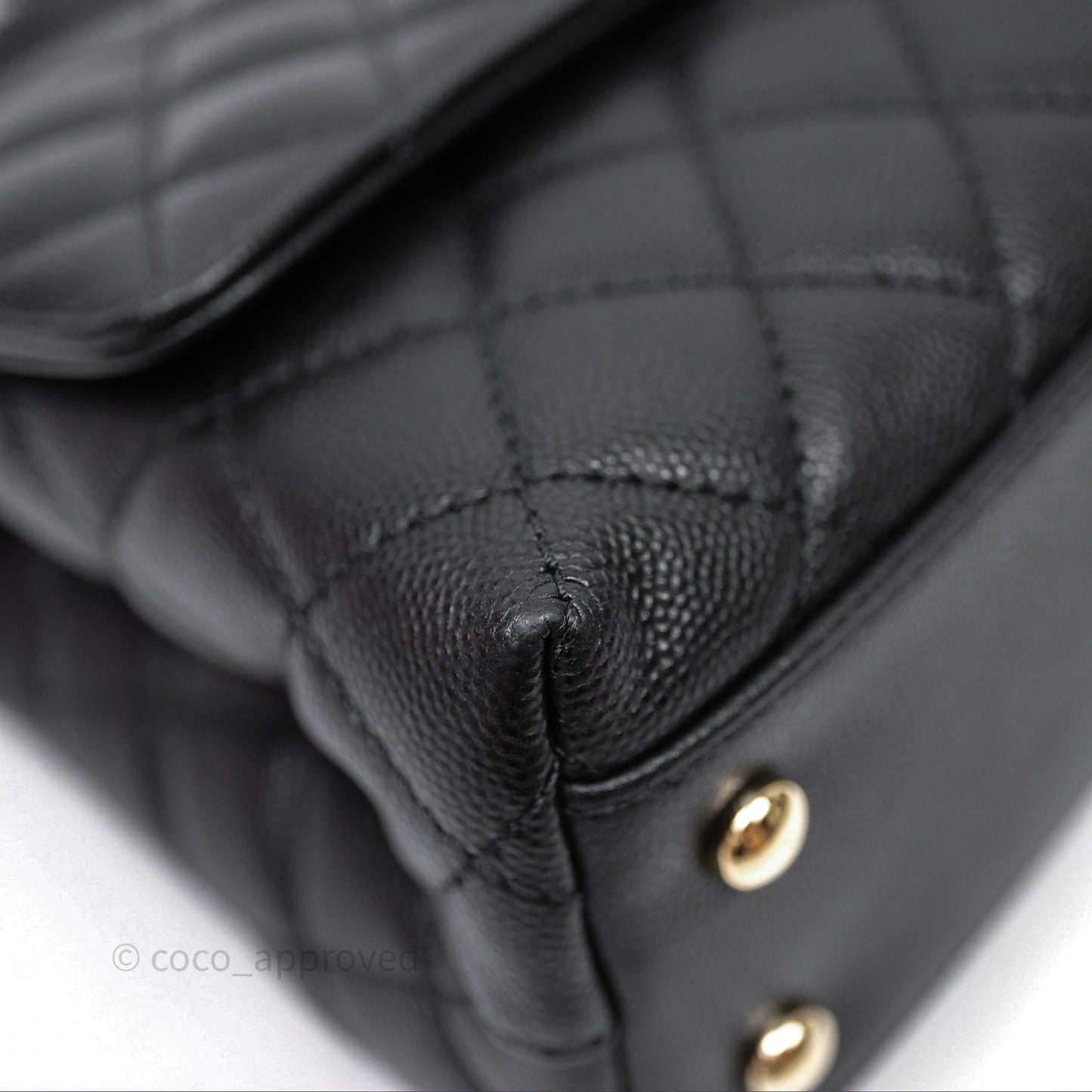 Chanel Small Coco Handle Quilted Black Caviar Gold Hardware