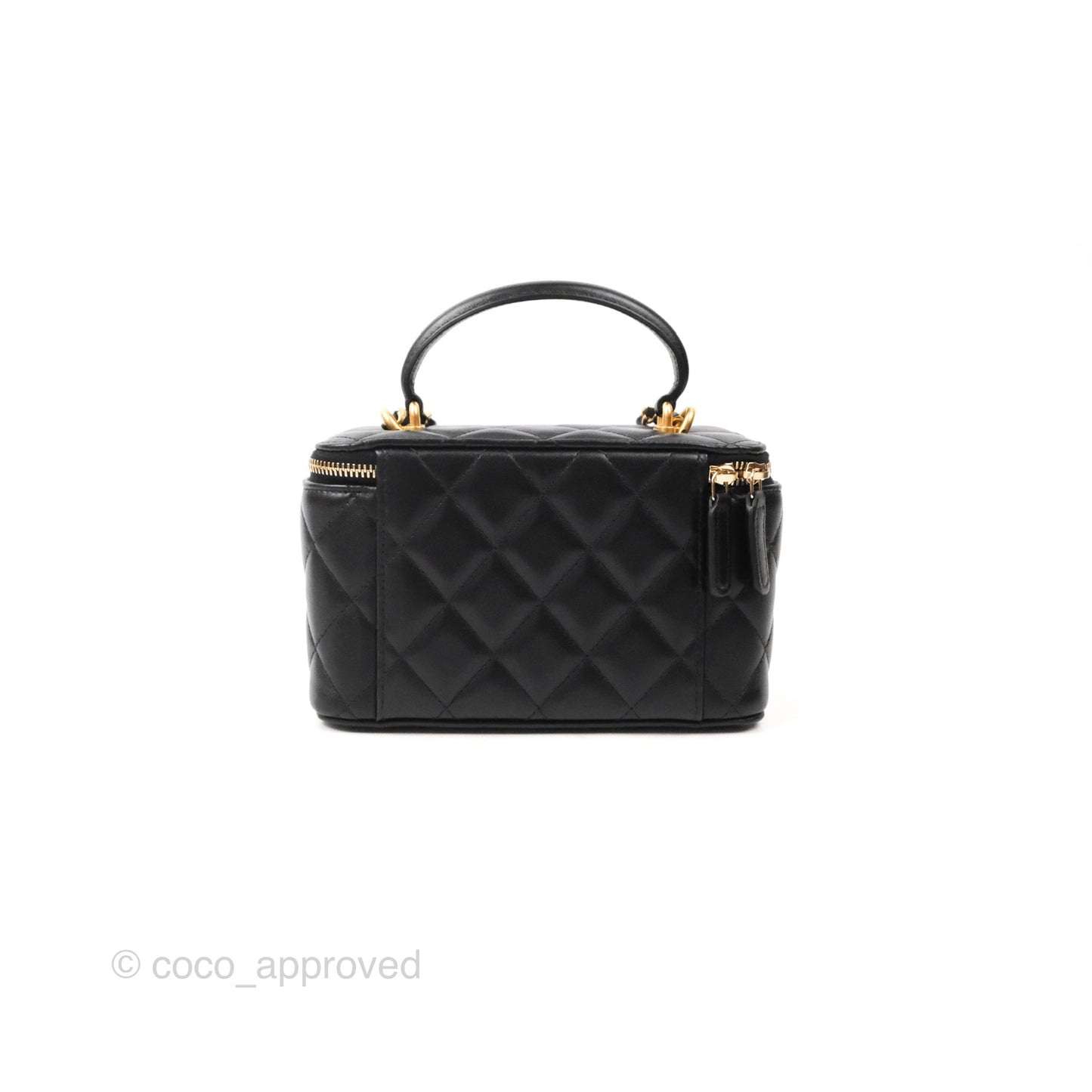 Chanel Vanity Rectangular Top Handle Black Lambskin Gold Hardware