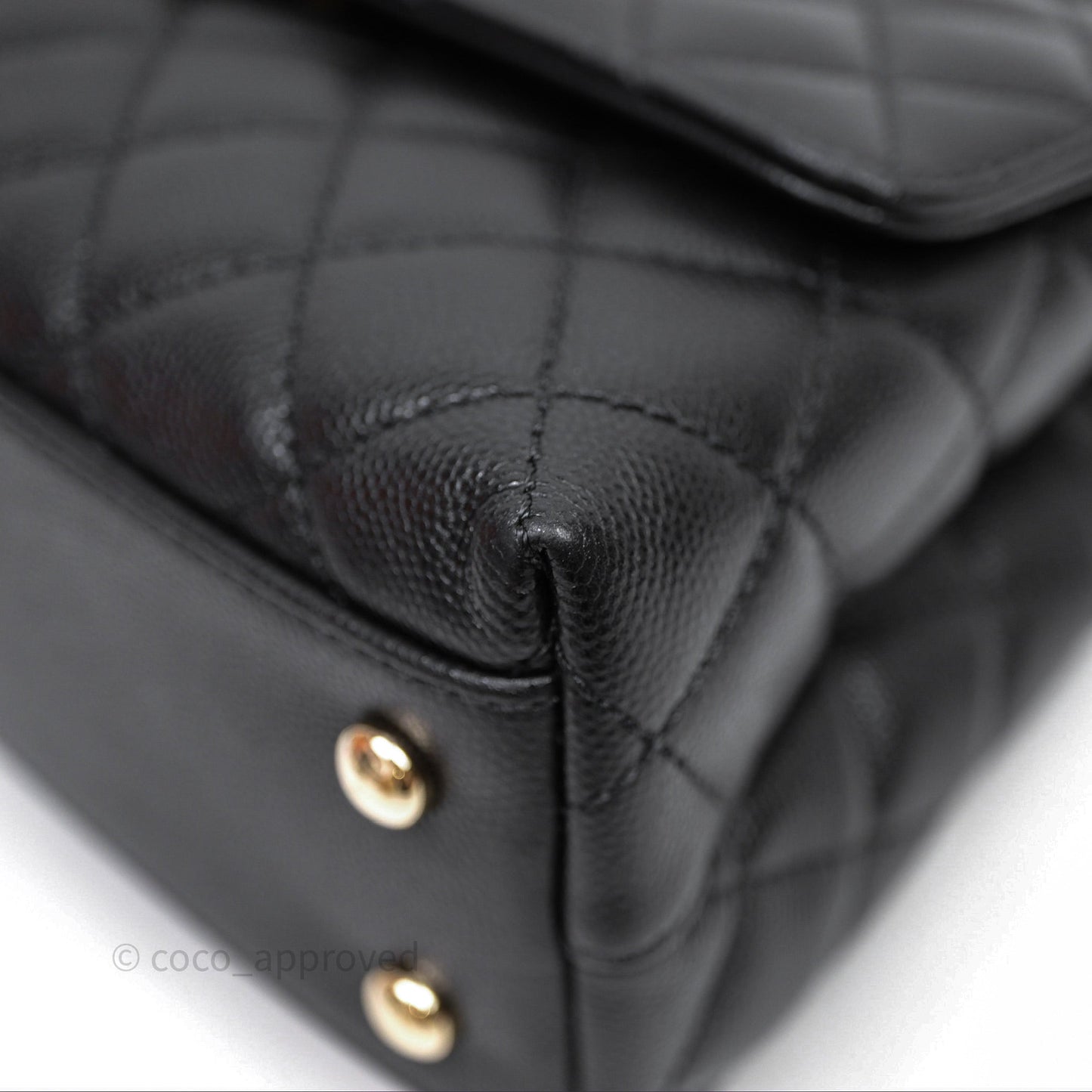 Chanel Small Coco Handle Quilted Black Caviar Gold Hardware
