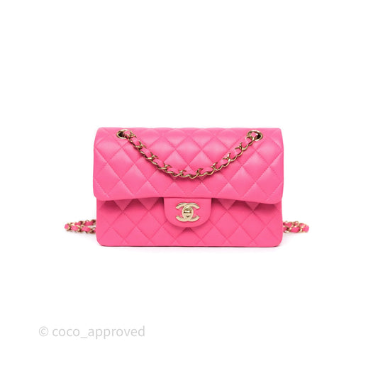 Chanel Small Classic Flap Quilted Hot Pink Caviar Gold Hardware