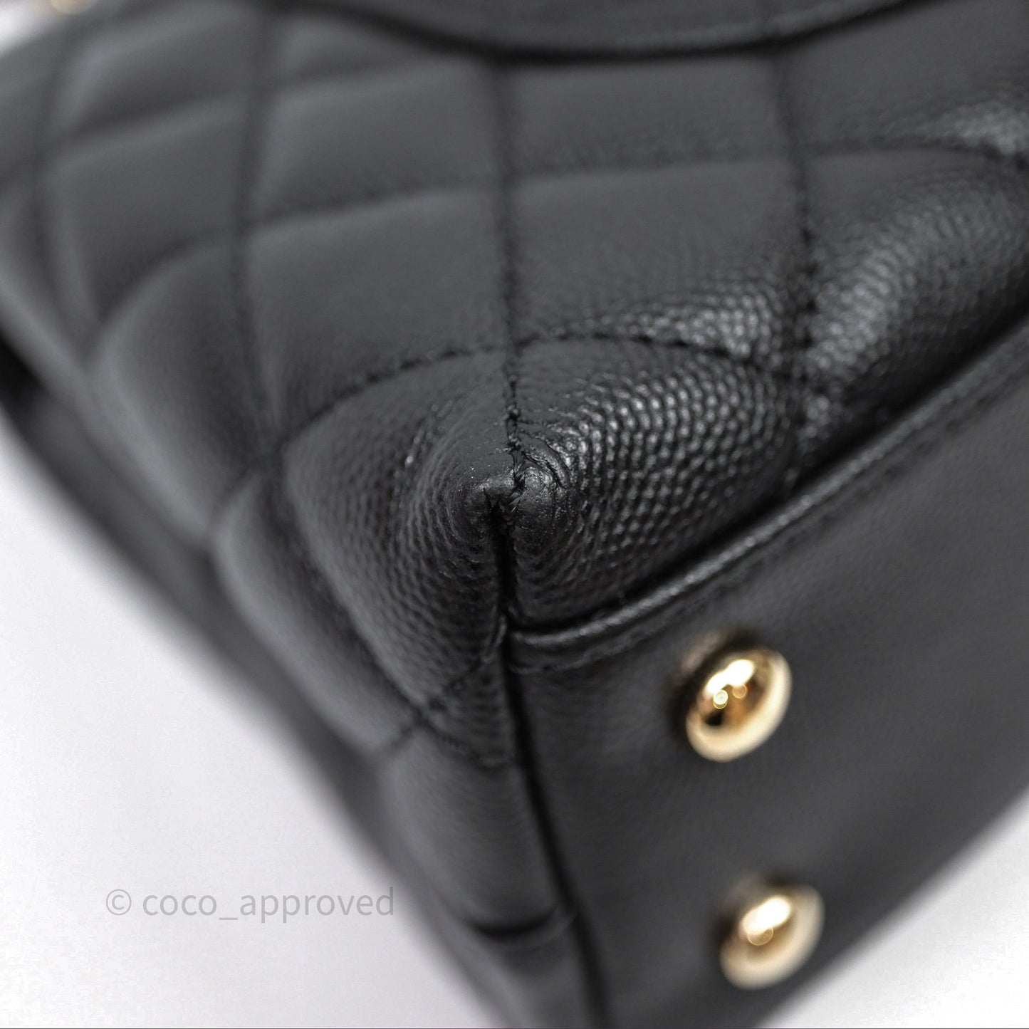 Chanel Small Coco Handle Quilted Black Caviar Gold Hardware