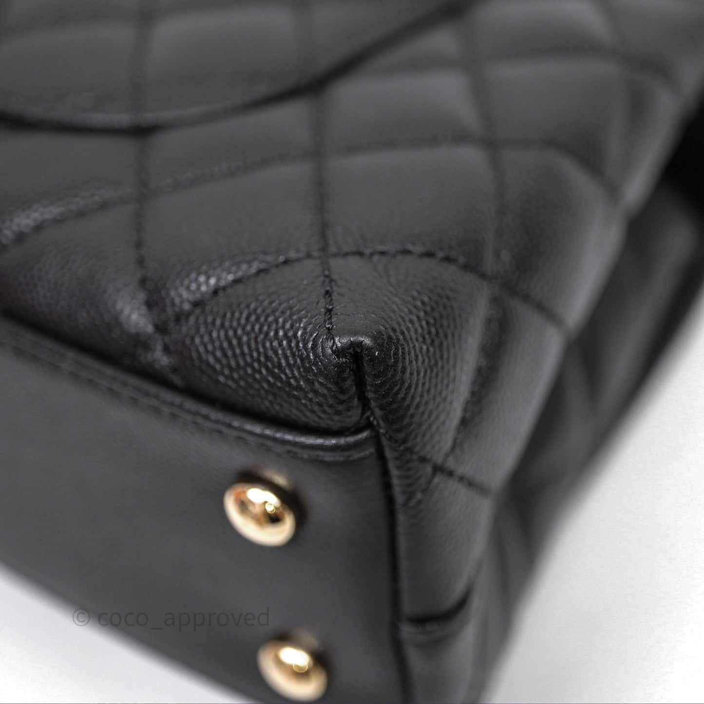 Chanel Small Coco Handle Quilted Black Caviar Gold Hardware