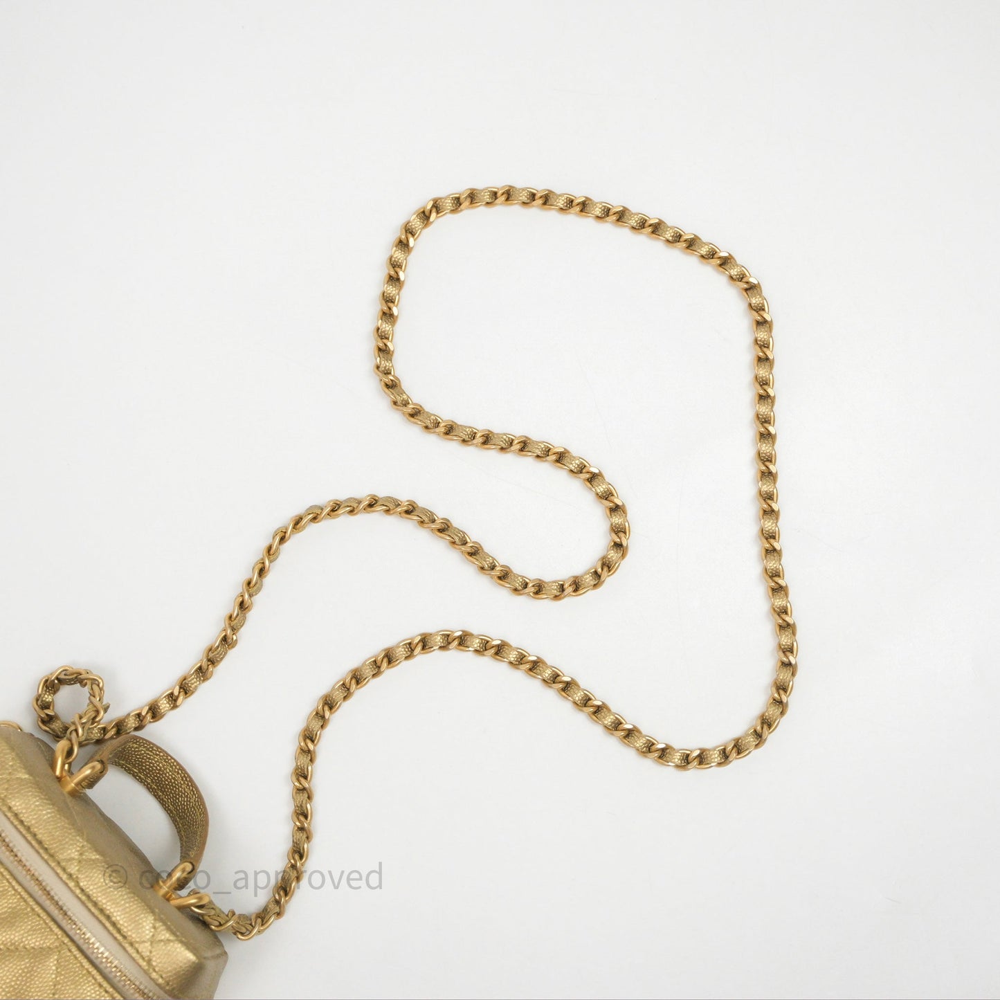 Chanel Quilted Mini Top Handle Vanity With Chain Gold Caviar Brushed Gold Hardware