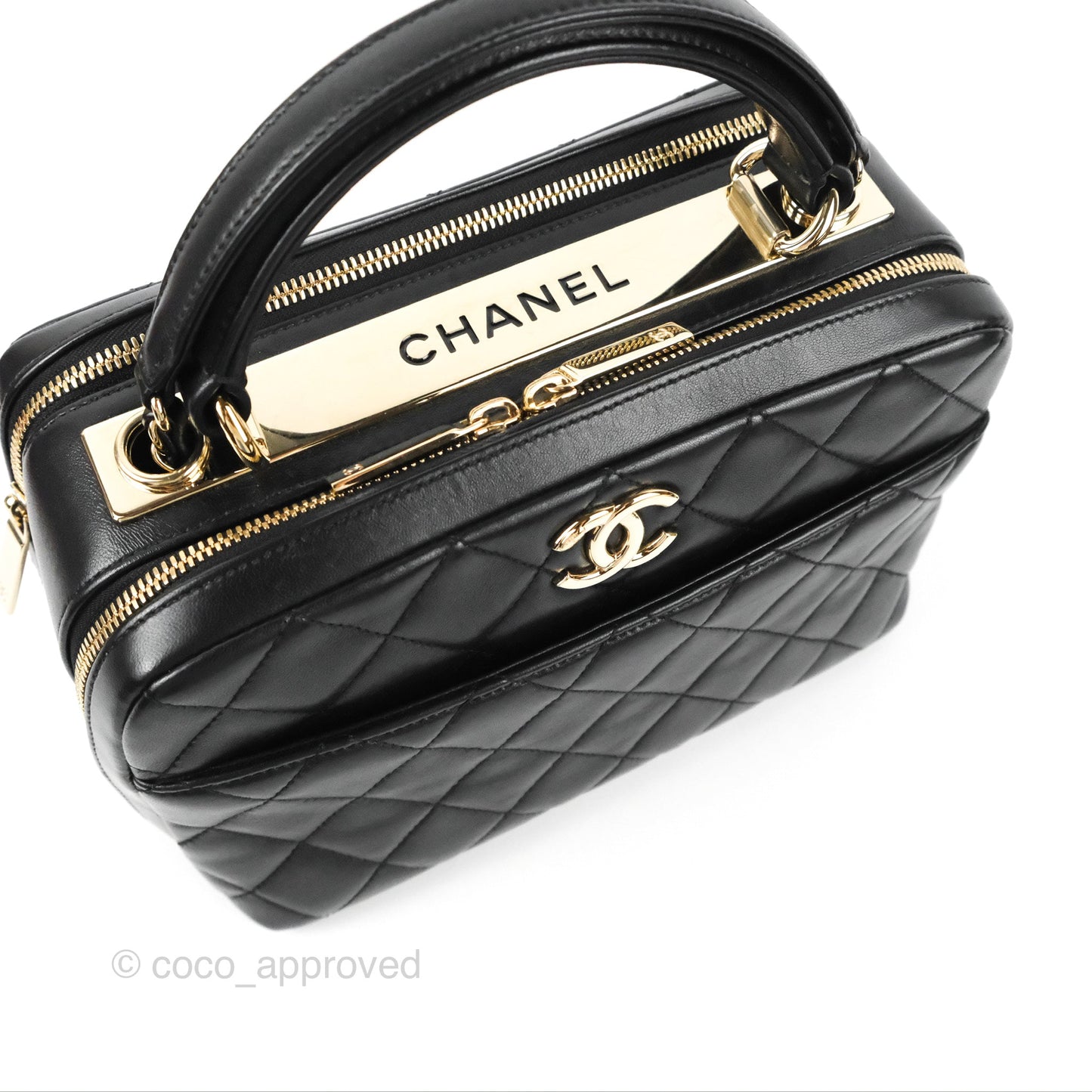 Chanel Quilted Small Trendy CC Bowling Bag Black Lambskin Gold Hardware