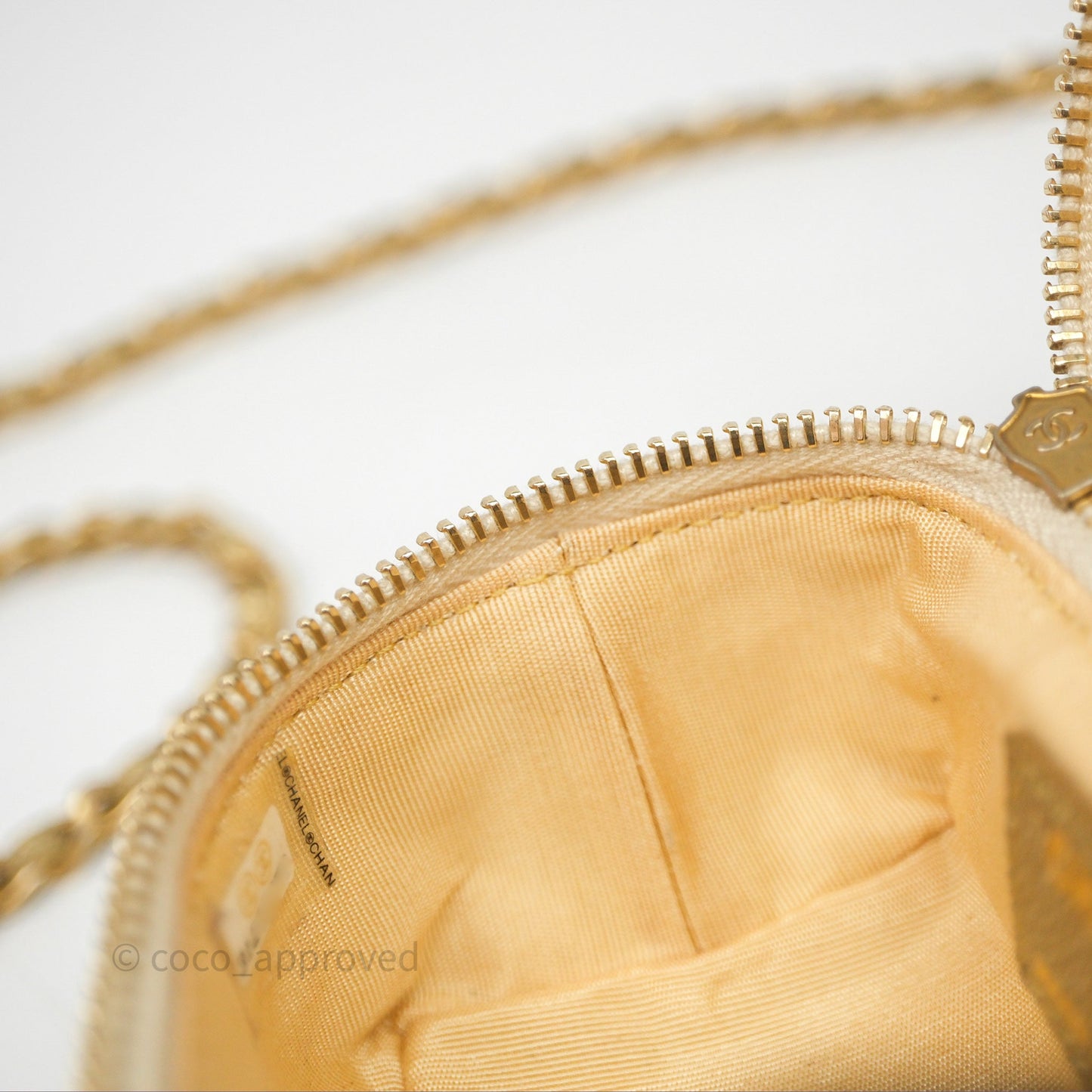 Chanel Quilted Mini Top Handle Vanity With Chain Gold Caviar Brushed Gold Hardware