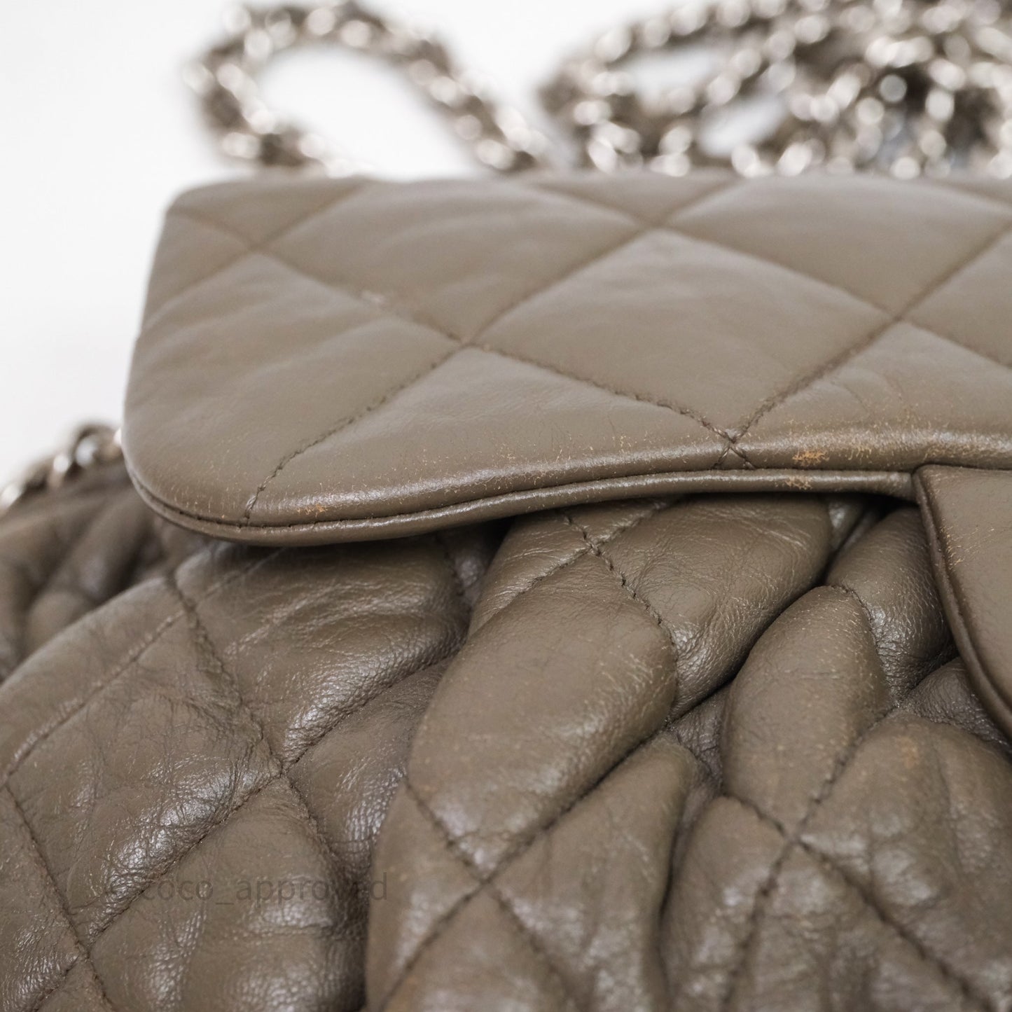 Chanel Medium Chain Around Flap Bag Taupe Brown Calfskin Silver Hardware