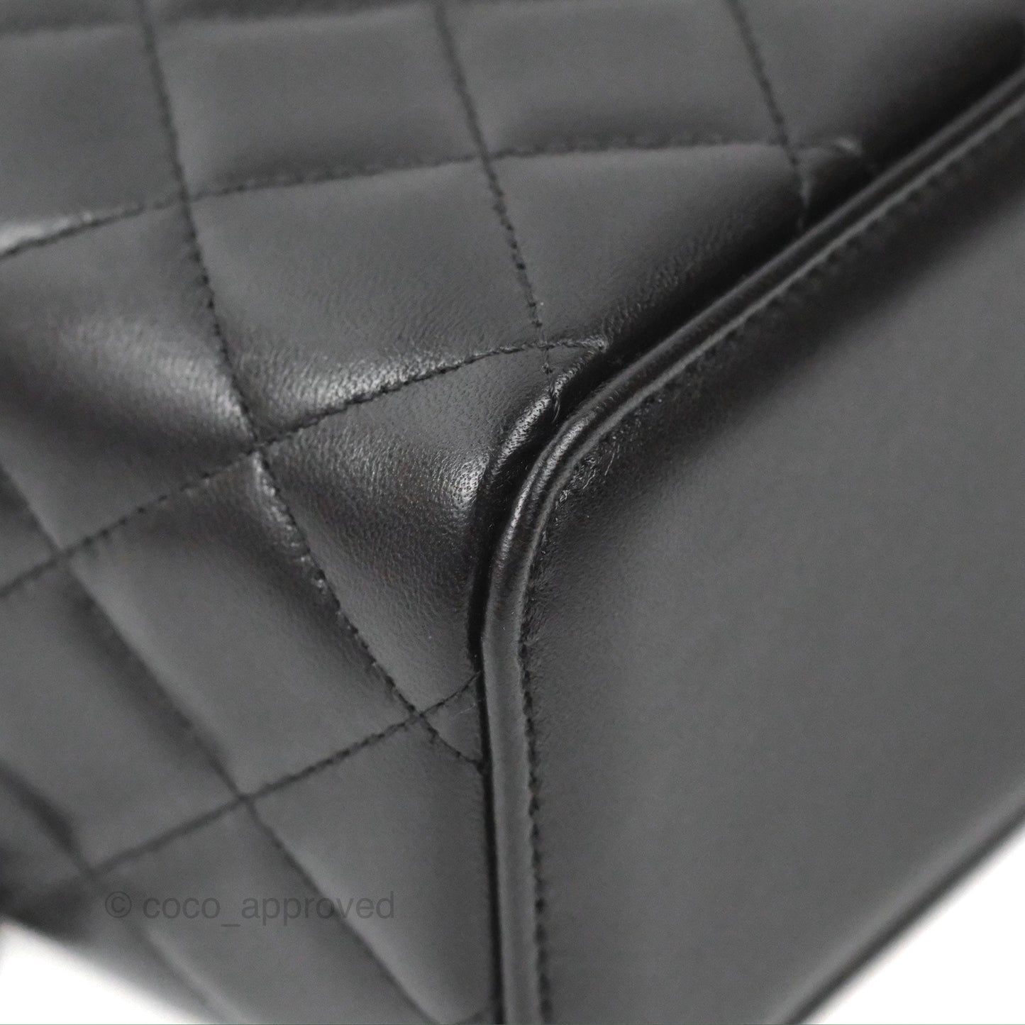Chanel Vanity Rectangular Top Handle Black Lambskin Gold Hardware