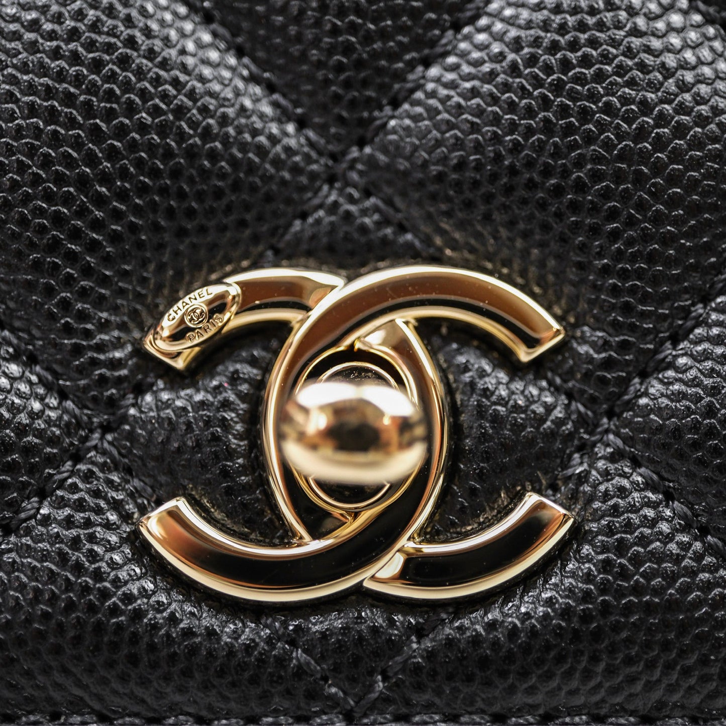 Chanel Small Coco Handle Quilted Black Caviar Gold Hardware