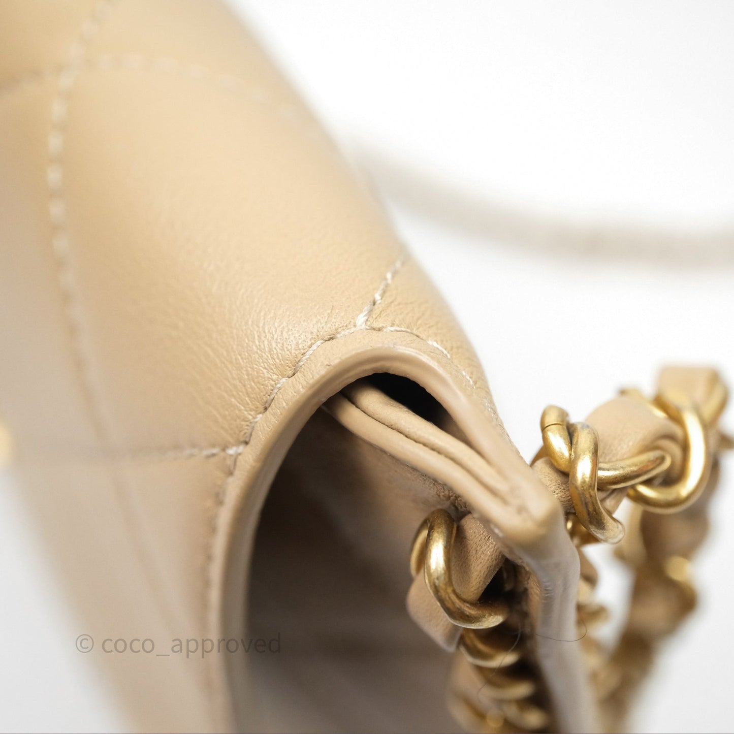 Chanel Small Hobo Bag Beige Calfskin Aged Gold Hardware