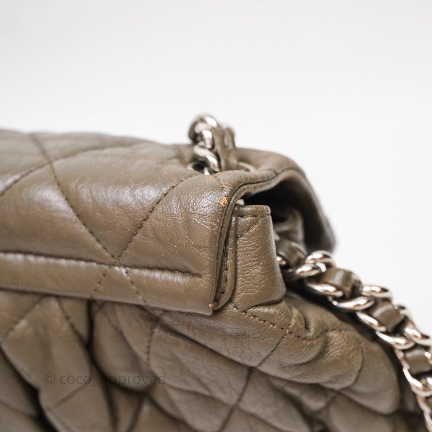 Chanel Medium Chain Around Flap Bag Taupe Brown Calfskin Silver Hardware