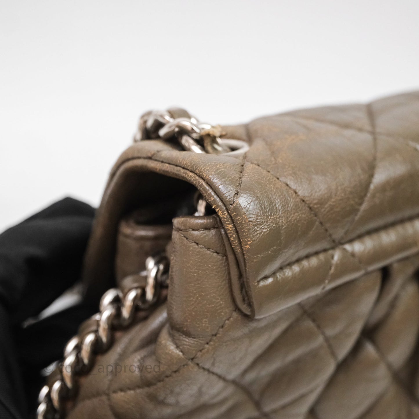 Chanel Medium Chain Around Flap Bag Taupe Brown Calfskin Silver Hardware