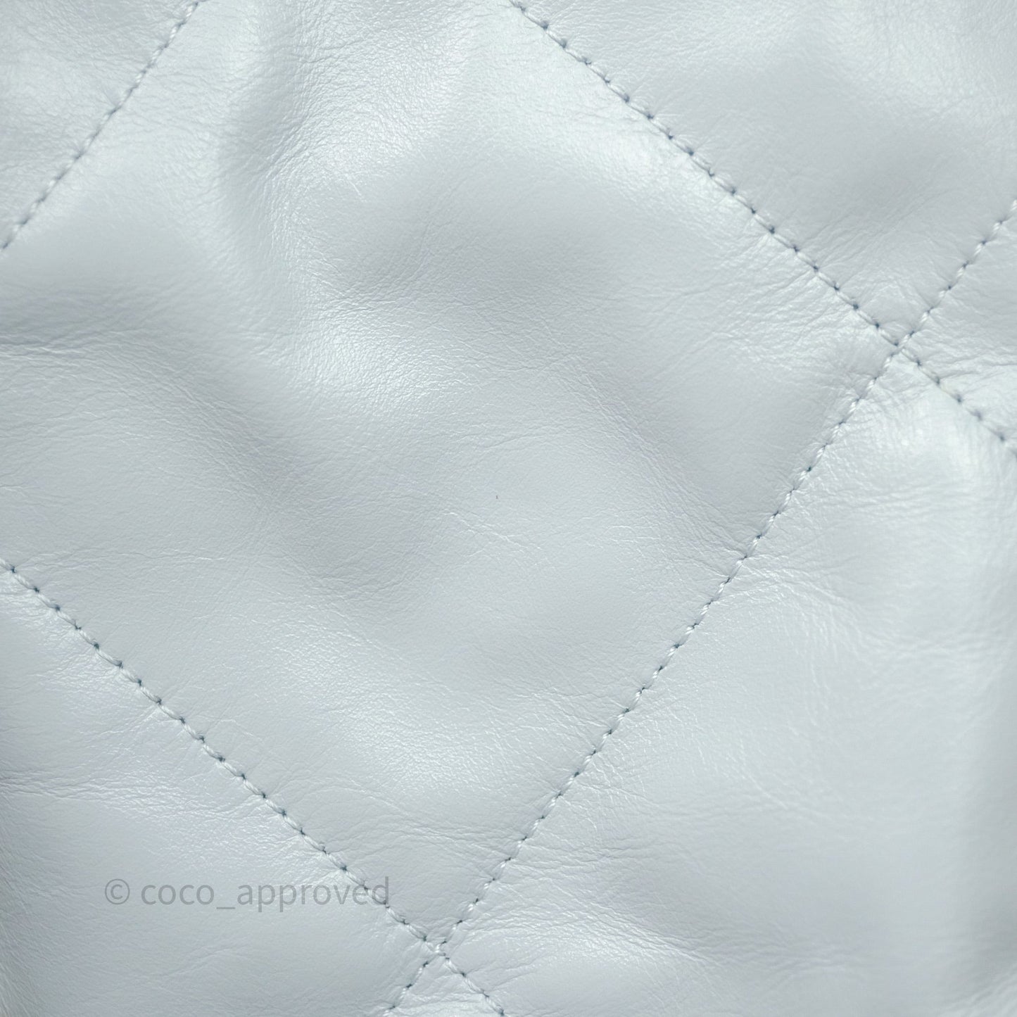 Chanel 22 Small Light Blue Shiny Calfskin Aged Gold Hardware