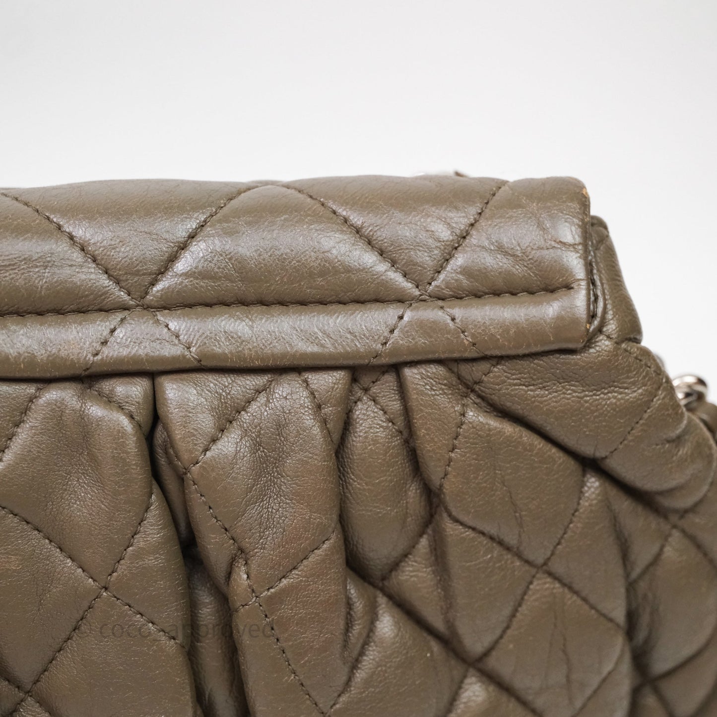 Chanel Medium Chain Around Flap Bag Taupe Brown Calfskin Silver Hardware