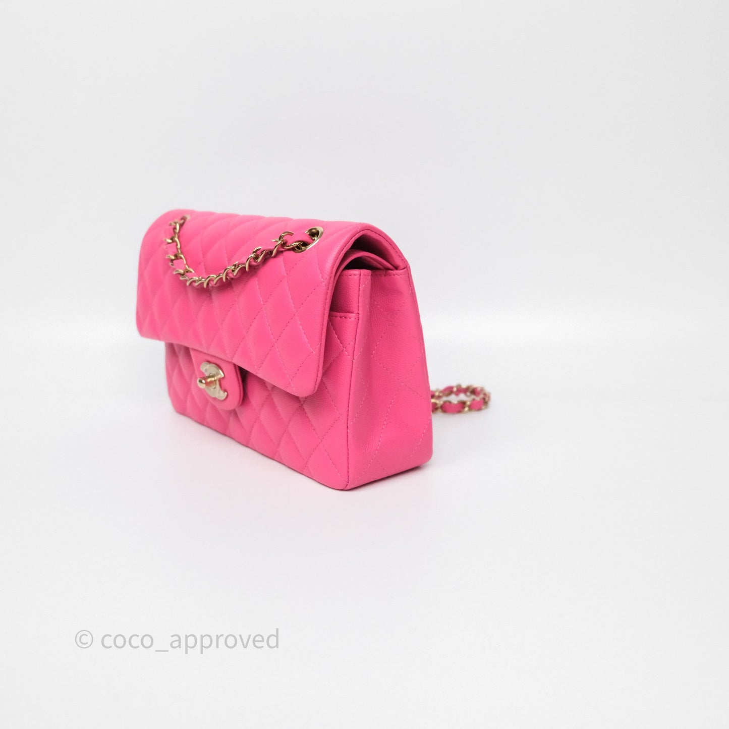 Chanel Small Classic Flap Quilted Hot Pink Caviar Gold Hardware
