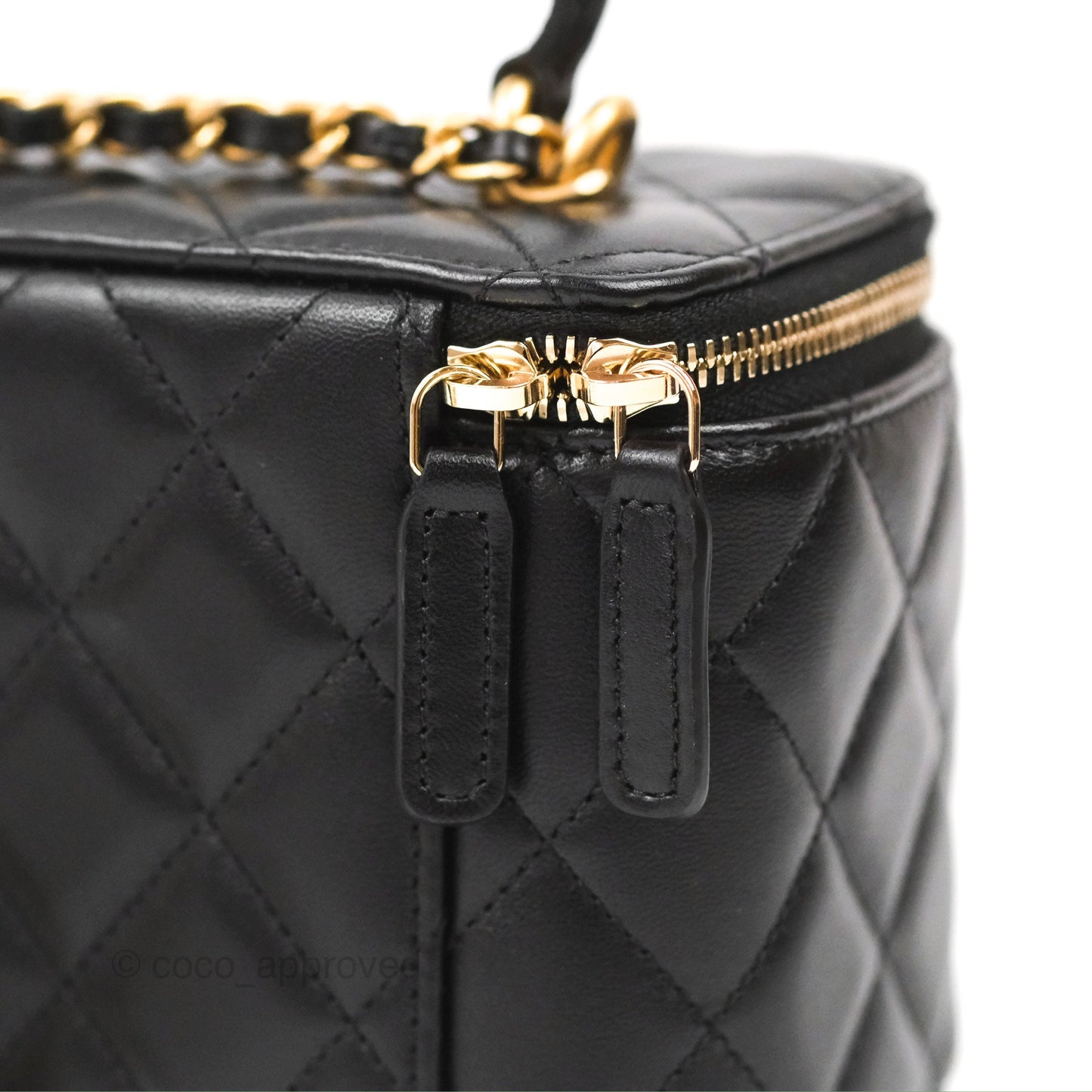 Chanel Vanity Rectangular Top Handle Black Lambskin Gold Hardware