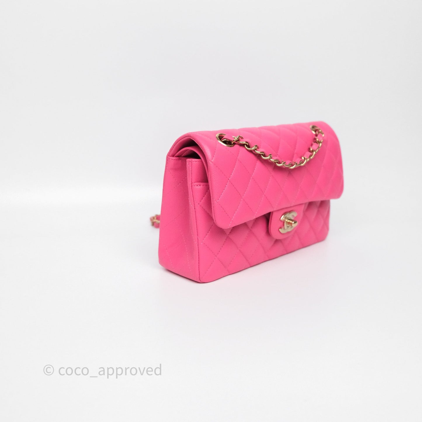 Chanel Small Classic Flap Quilted Hot Pink Caviar Gold Hardware