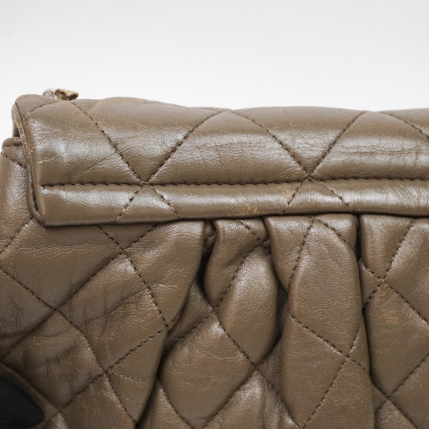 Chanel Medium Chain Around Flap Bag Taupe Brown Calfskin Silver Hardware