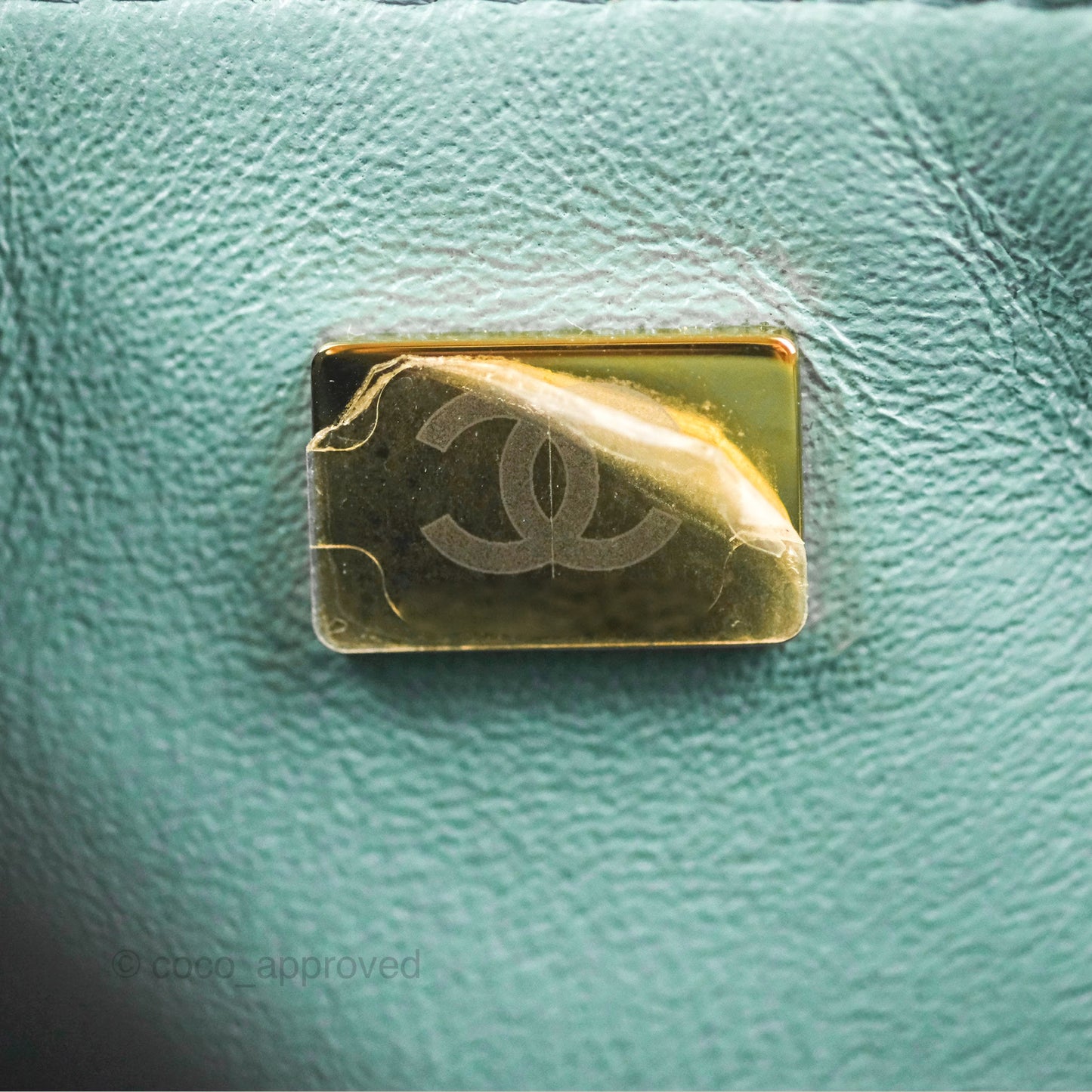 Chanel Quilted Mini Square Flap Light Teal Blue Lambskin Gold Hardware
