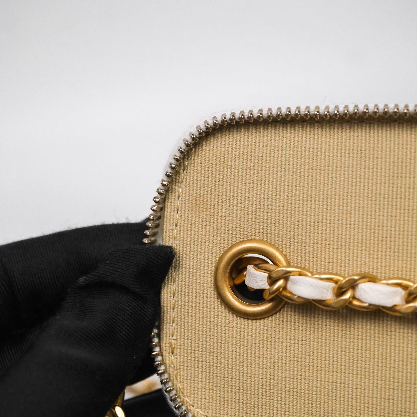 Chanel Quilted Pearl Crush Mini Vanity With Chain Ivory White Lambskin Aged Gold Hardware