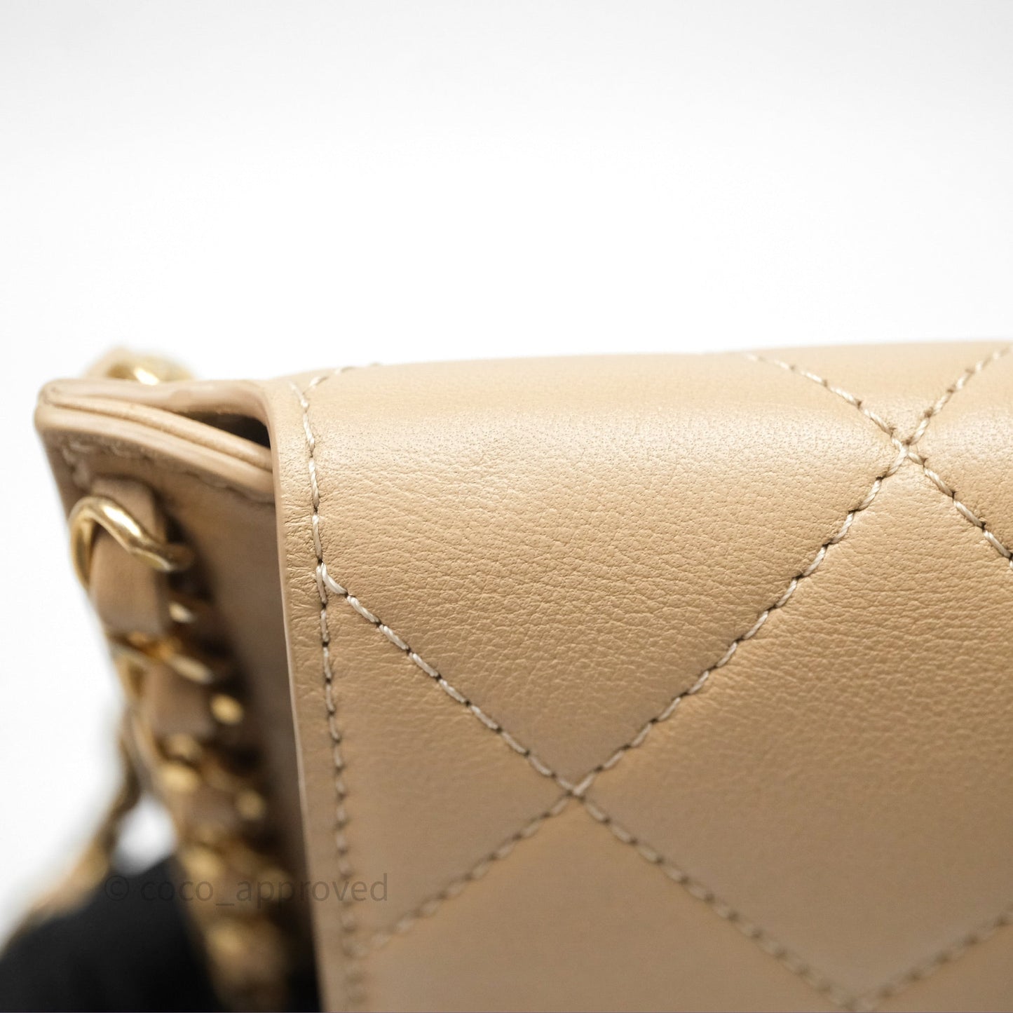 Chanel Small Hobo Bag Beige Calfskin Aged Gold Hardware