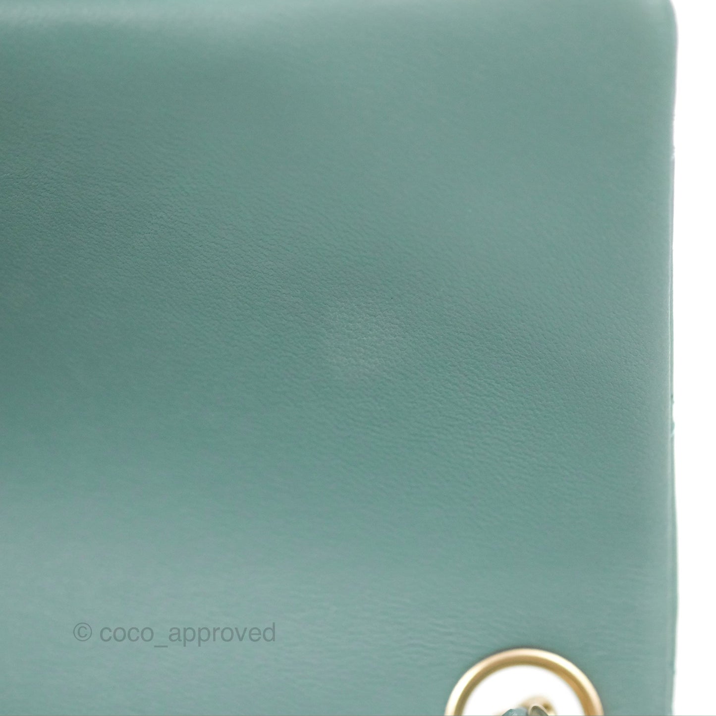 Chanel Quilted Mini Square Flap Light Teal Blue Lambskin Gold Hardware