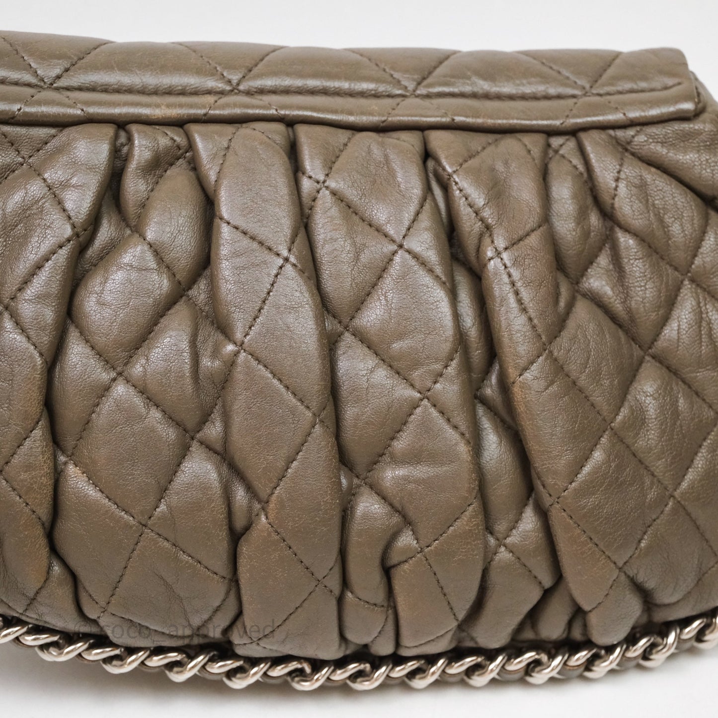 Chanel Medium Chain Around Flap Bag Taupe Brown Calfskin Silver Hardware