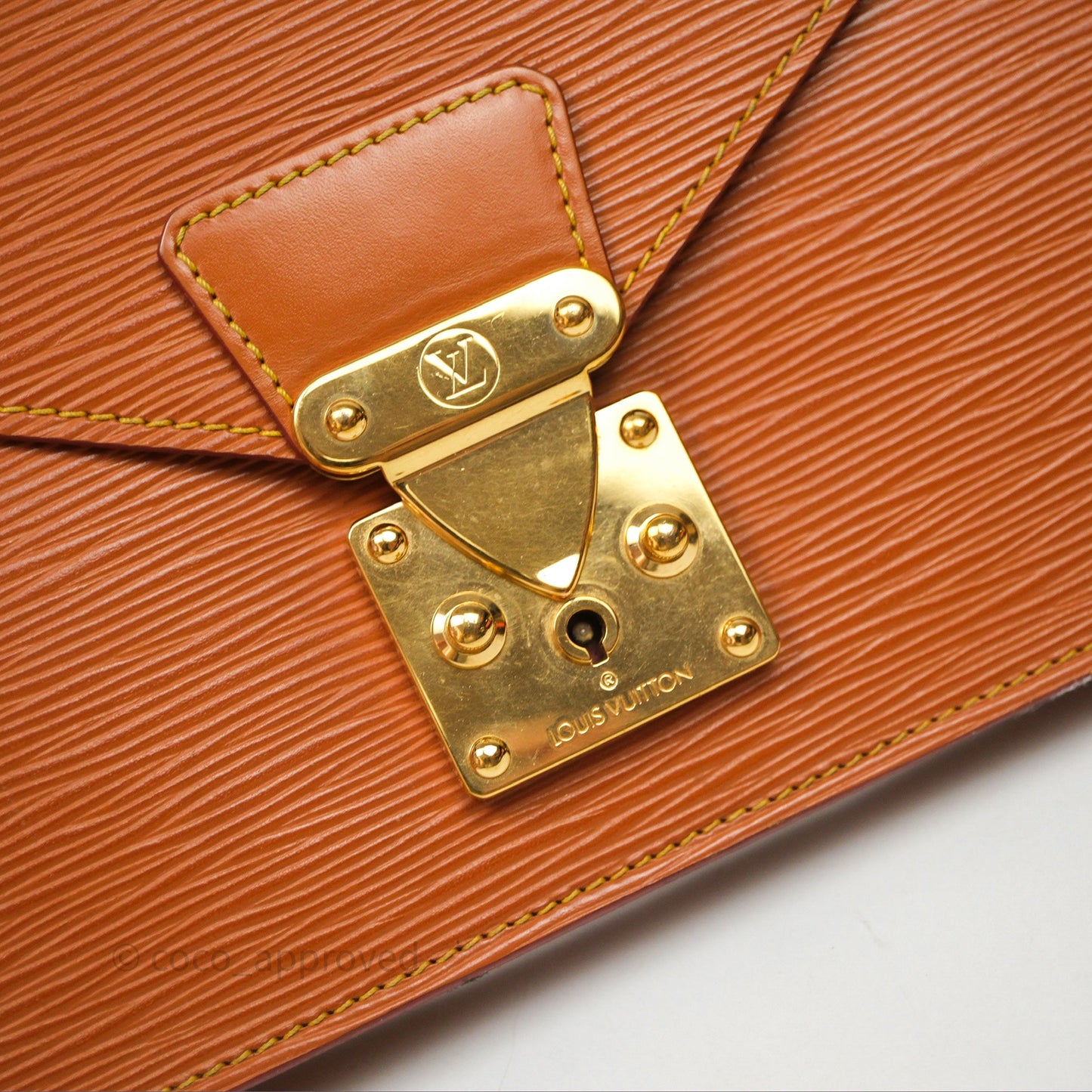 Louis Vuitton Epi Dragonne Clutch Brown Gold Hardware