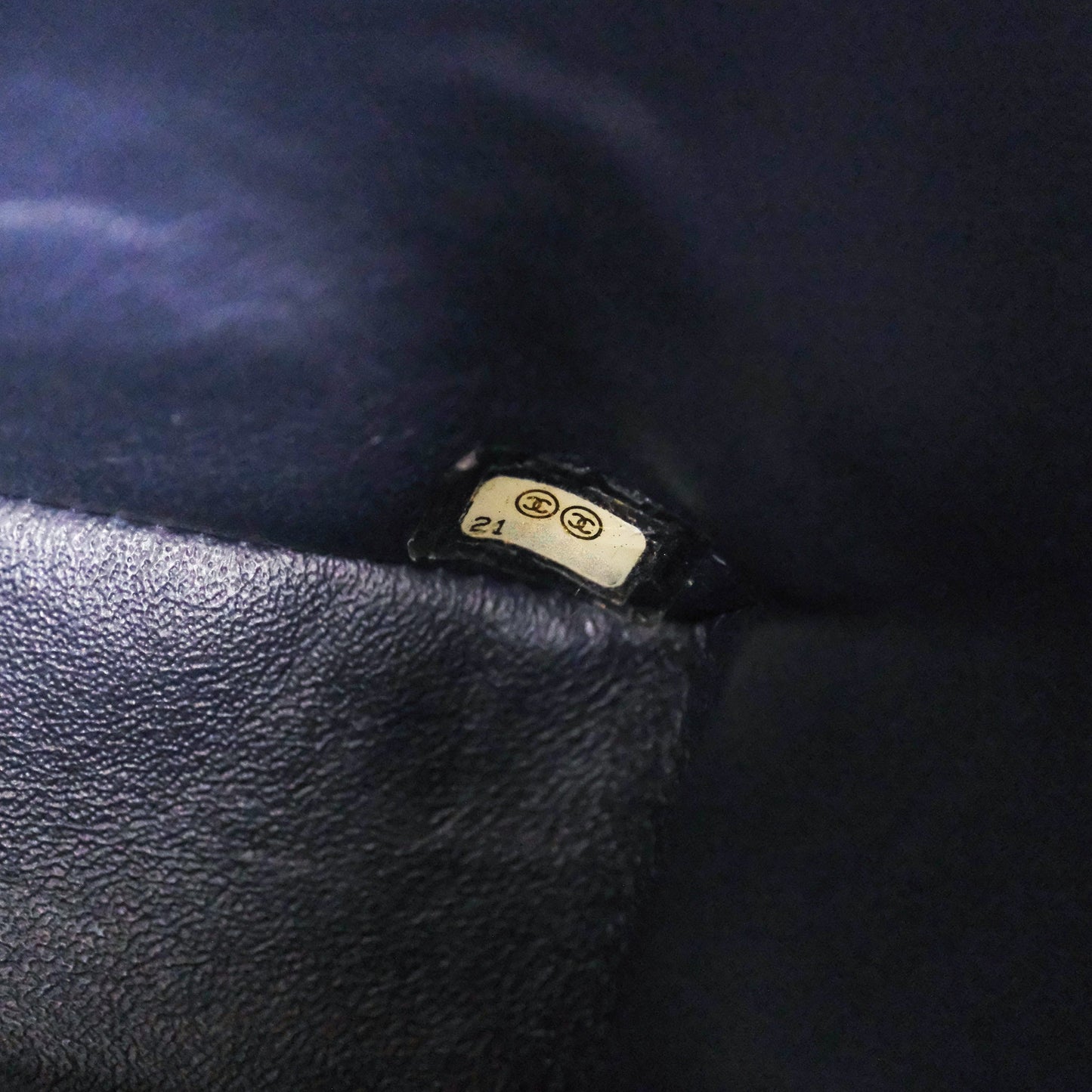 Chanel Classic M/L Medium Flap Quilted Navy Caviar Aged Gold Hardware