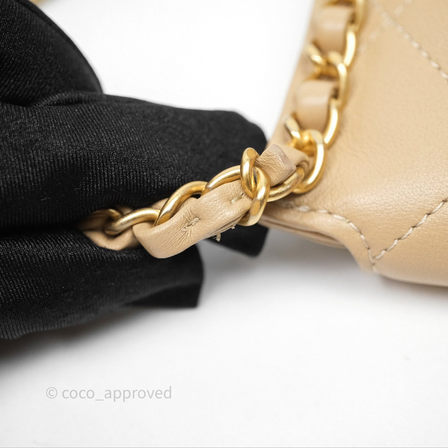 Chanel Small Hobo Bag Beige Calfskin Aged Gold Hardware