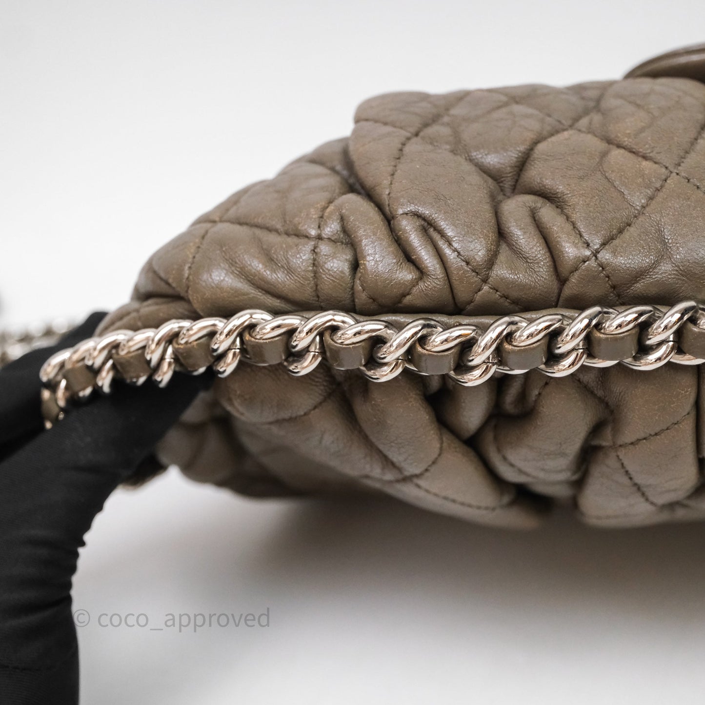 Chanel Medium Chain Around Flap Bag Taupe Brown Calfskin Silver Hardware